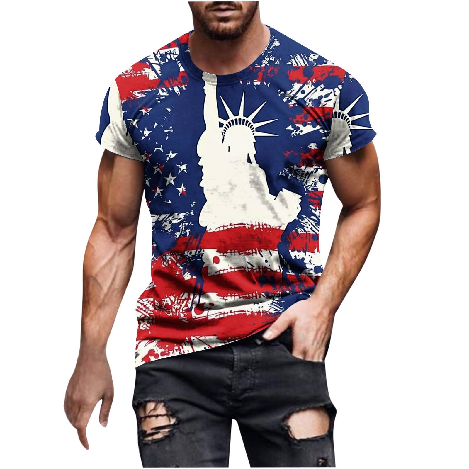 4th of July T-Shirts for Men - Patriotic Graphic Tees, Short Sleeve Summer Shirts, Casual Blouse Tops 2024 - Perfect for Independence Day Celebrations, BBQs & Summer Outings