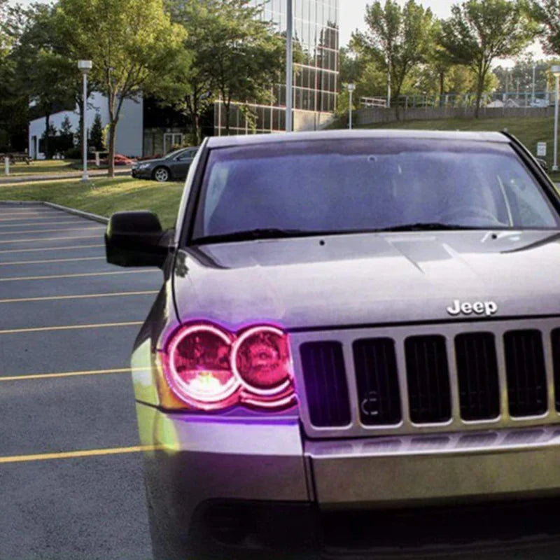 Jeep Grand Cherokee Multicolor Halo Headlight Kit (2005-2010) - LED Angel Eyes for Off-Road & Night Driving