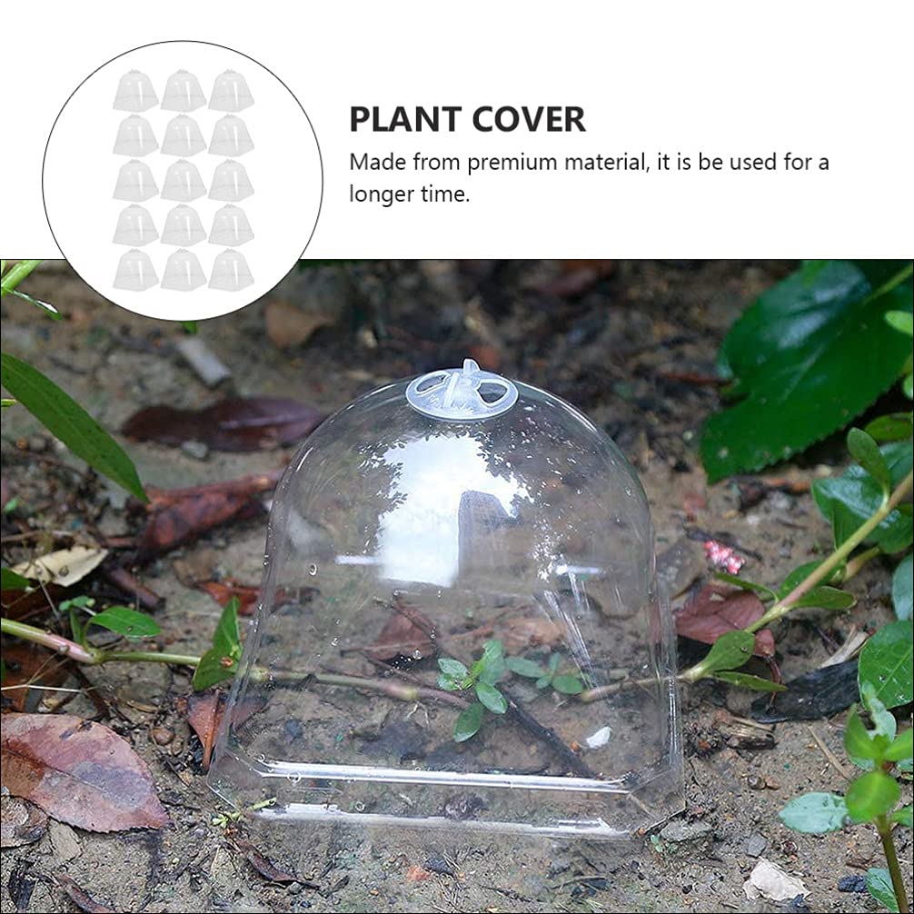 DOITOOL 15pcs Transparent Plastic Plant Dome Covers - Mini Greenhouse Flower Pot Covers, Plant Protectors & Nursery Hoods for Indoor/Outdoor Gardening | Perfect for Seedlings, Succulents & Plant Protection