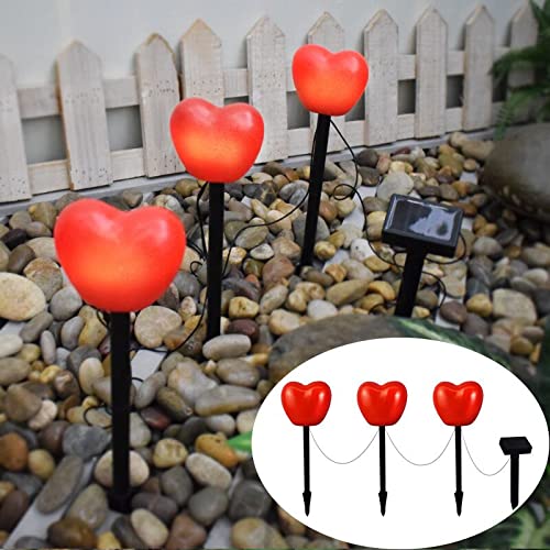 Heart Shaped Solar Pathway Lights - Waterproof Outdoor Garden Stake Lights for Valentine's Day Decor (Set of 1-12) | Perfect for Backyard, Patio, Lawn & Walkway Lighting at Night