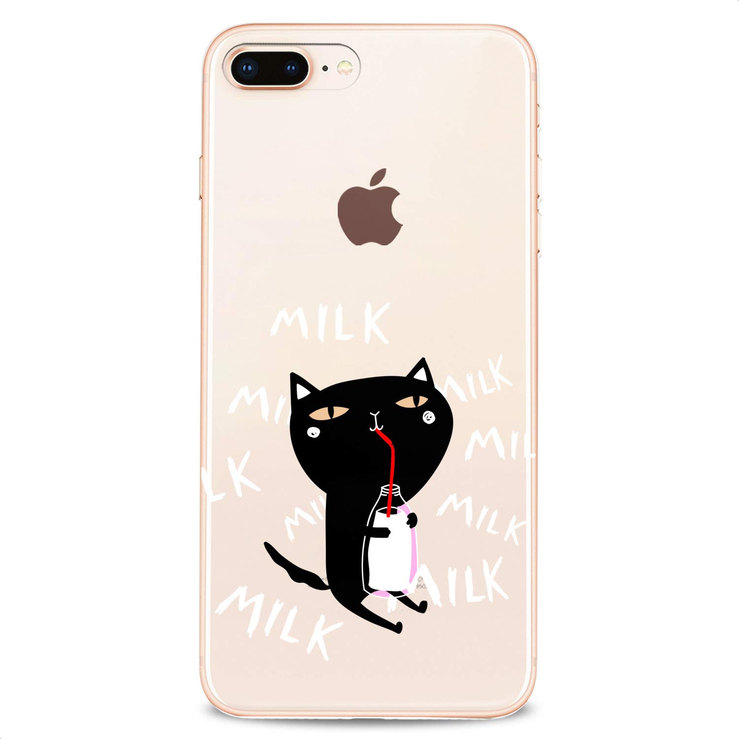 Premium TPU Phone Case for iPhone 16/15/14/13/12/11 Pro Max/Plus/Mini/XS/XR/X/8+/7/6/5/SE - Cute Kawaii Cat Design with Milky Clear Silicone Protection | Slim Fit, Flexible & Durable | Perfect for Everyday Use, Gift Giving & Cat Lovers