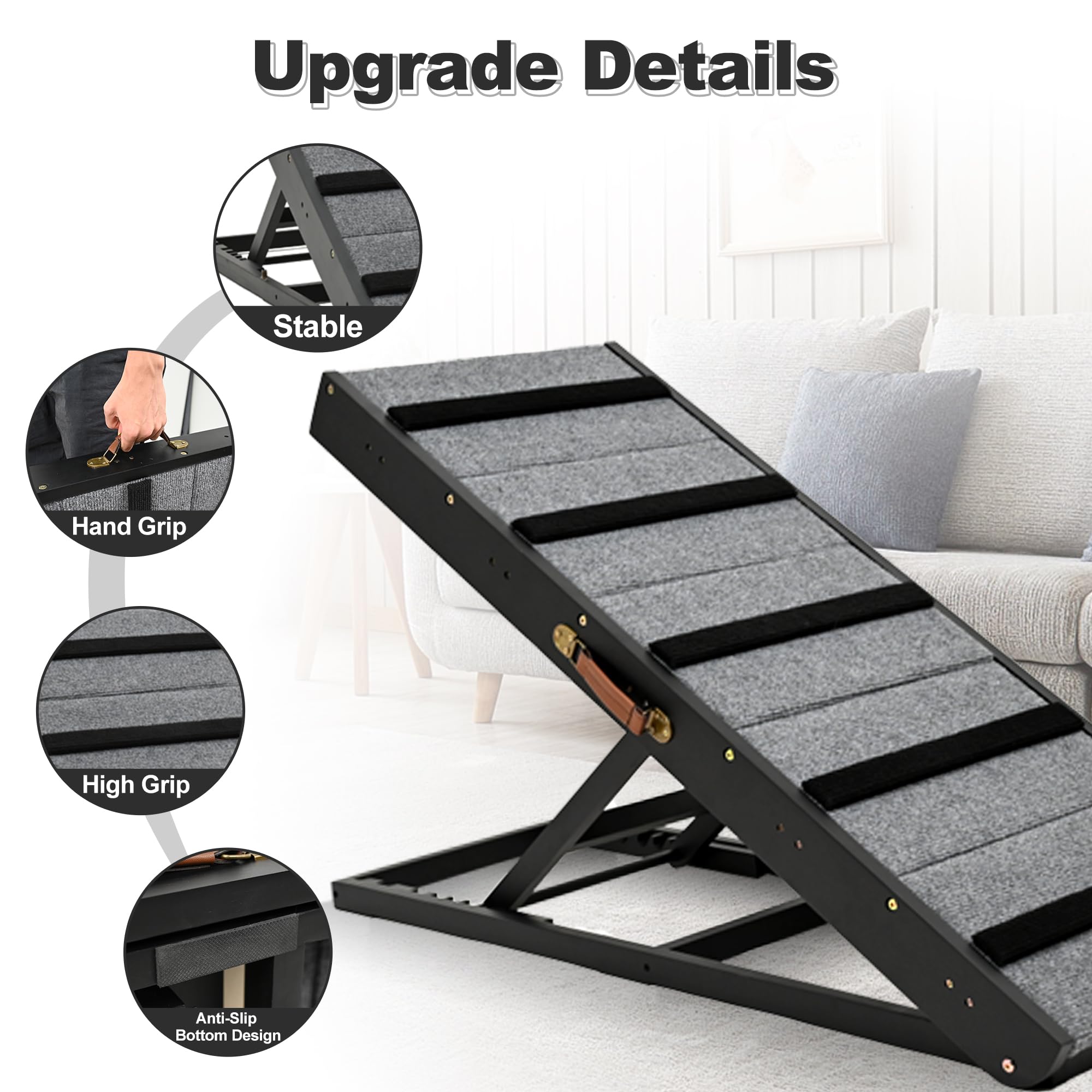 2-in-1 Dog Ramp & Stairs - Adjustable Wooden Pet Ramp for Beds, SUVs & Couches
