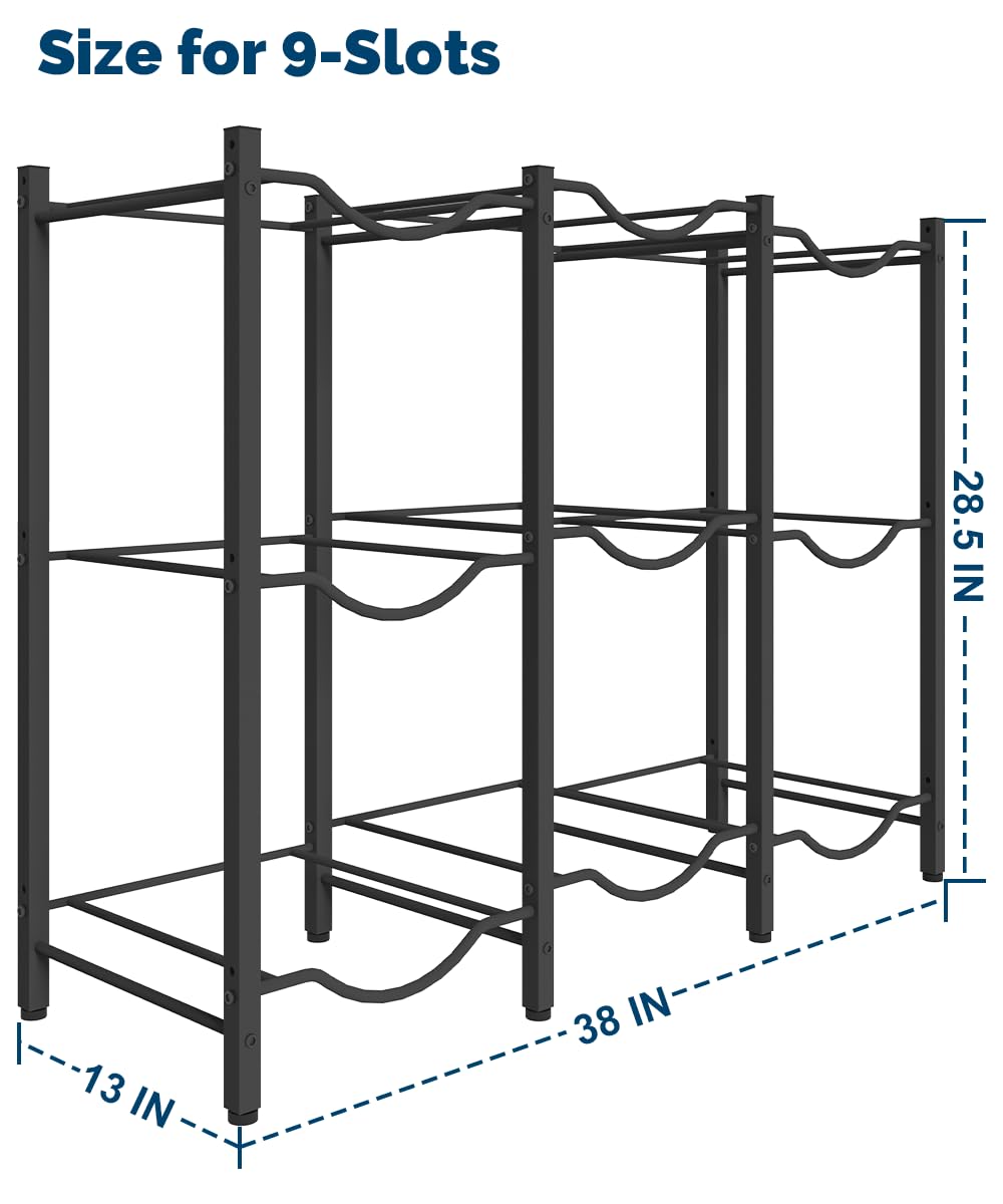 Mocomax 5 Gallon Water Jug Rack - Heavy Duty 3-Tier Detachable Holder for 9 Bottles, Space-Saving Cooler Organizer for Kitchen, Office, Living Room, Black | Perfect for Home, Camping, and Outdoor Parties