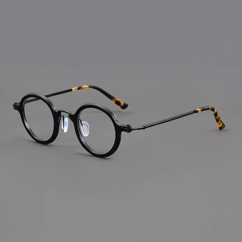 Stylish Unisex Round Titanium Acetate Eyeglasses Frame 95899 - Lightweight & Durable for Work, Reading & Everyday Wear