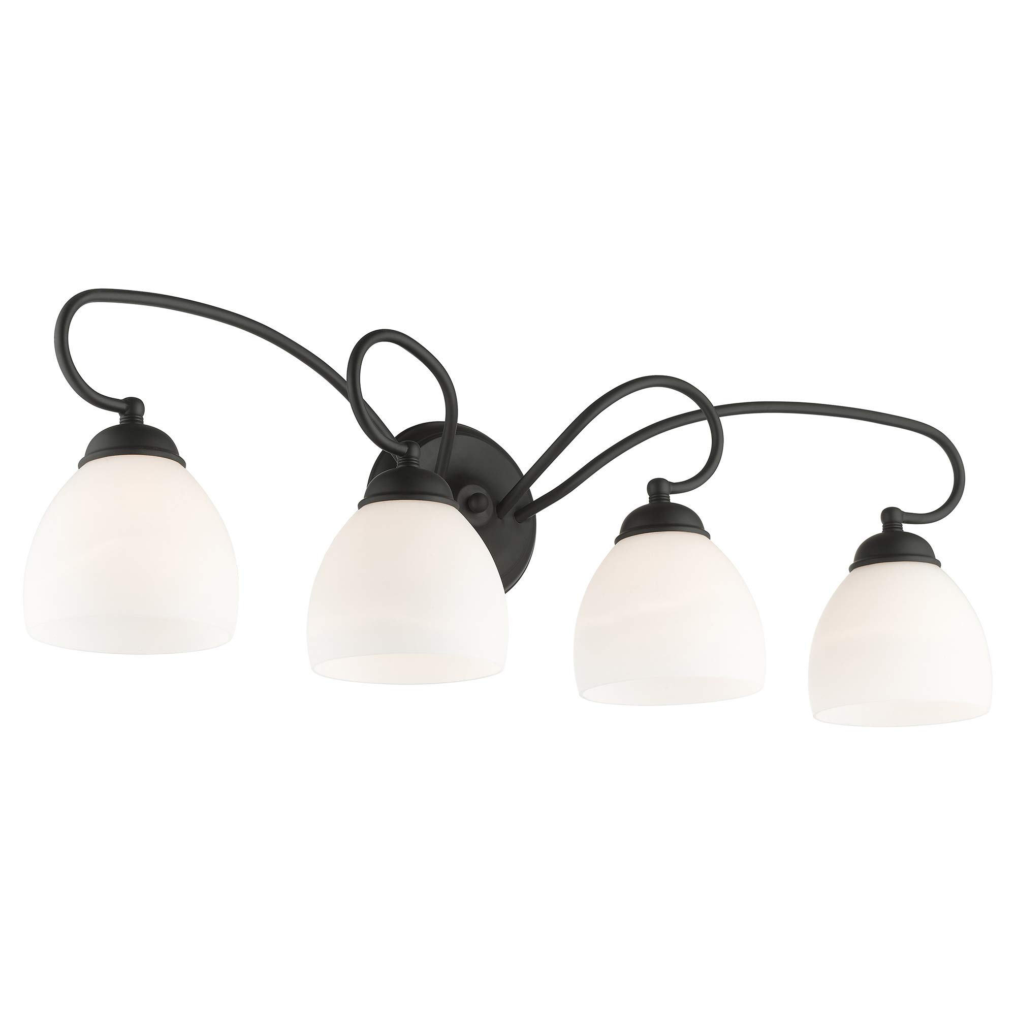 Livex Lighting 4754-04 Brookside 4-Light Bathroom Vanity Light Fixture in Black - Perfect for Bathroom, Powder Room & Dressing Area Lighting
