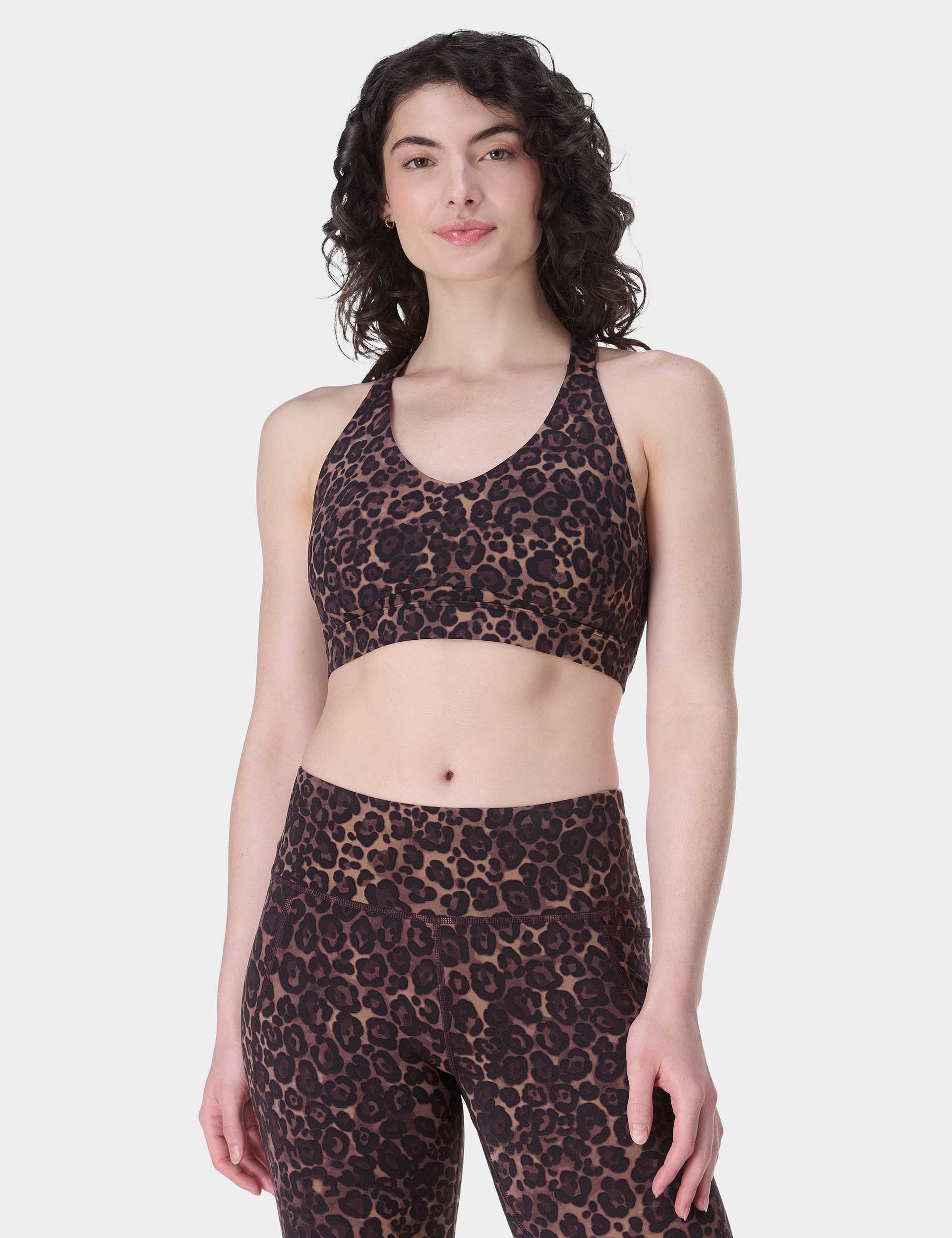 Power Pulse Bra - Brown Wild Leopard Print Sports Bra for Women | High Support Workout & Yoga Activewear | Gym, Running & Fitness Essentials
