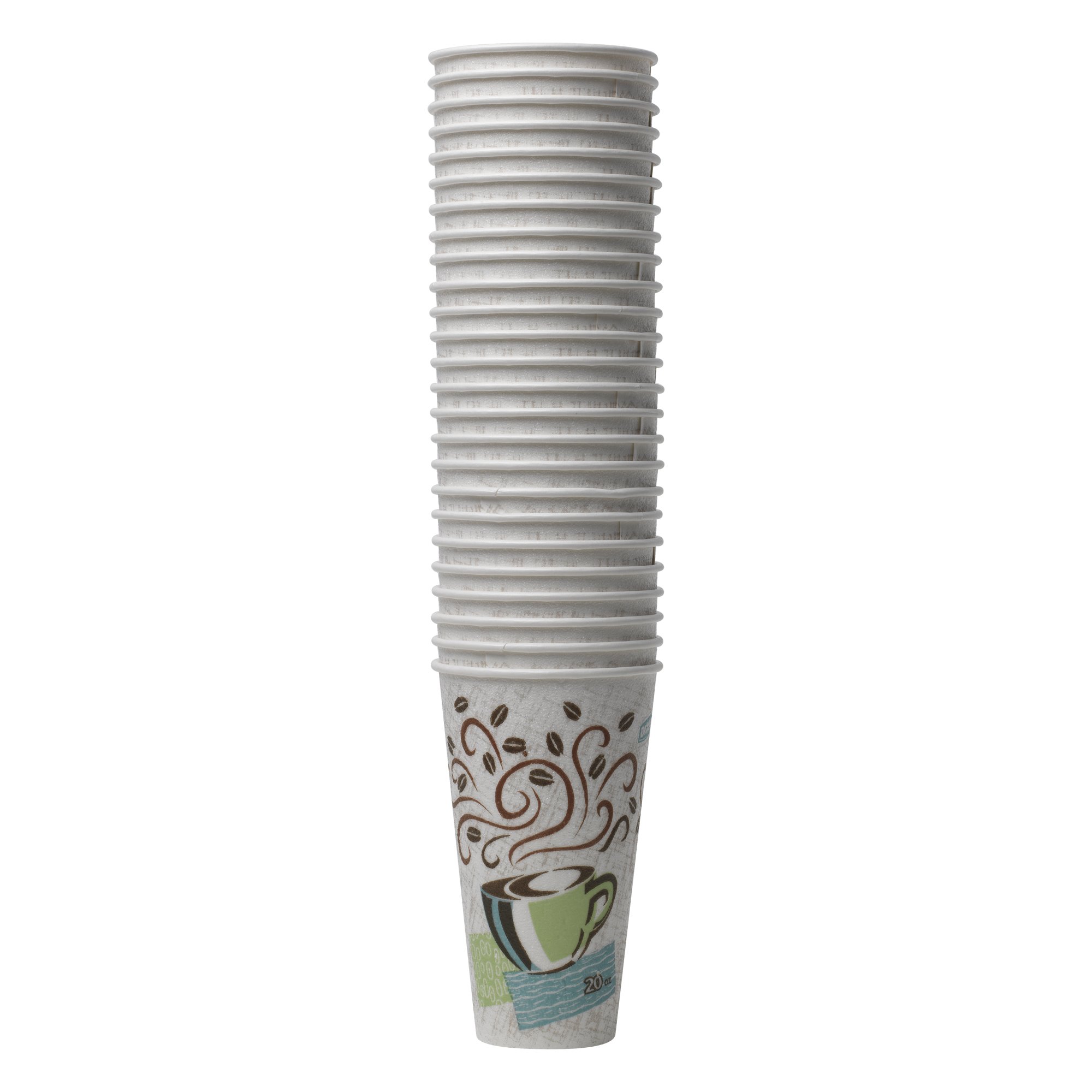 Dixie PerfecTouch 20 oz. Insulated Paper Coffee Cups - 500 Count (25/Sleeve, 20 Sleeves/Case) - Hot & Cold Drink Containers for Office, Cafes & Home Use - Black Coffee Haze Design by GP PRO (Georgia-Pacific)