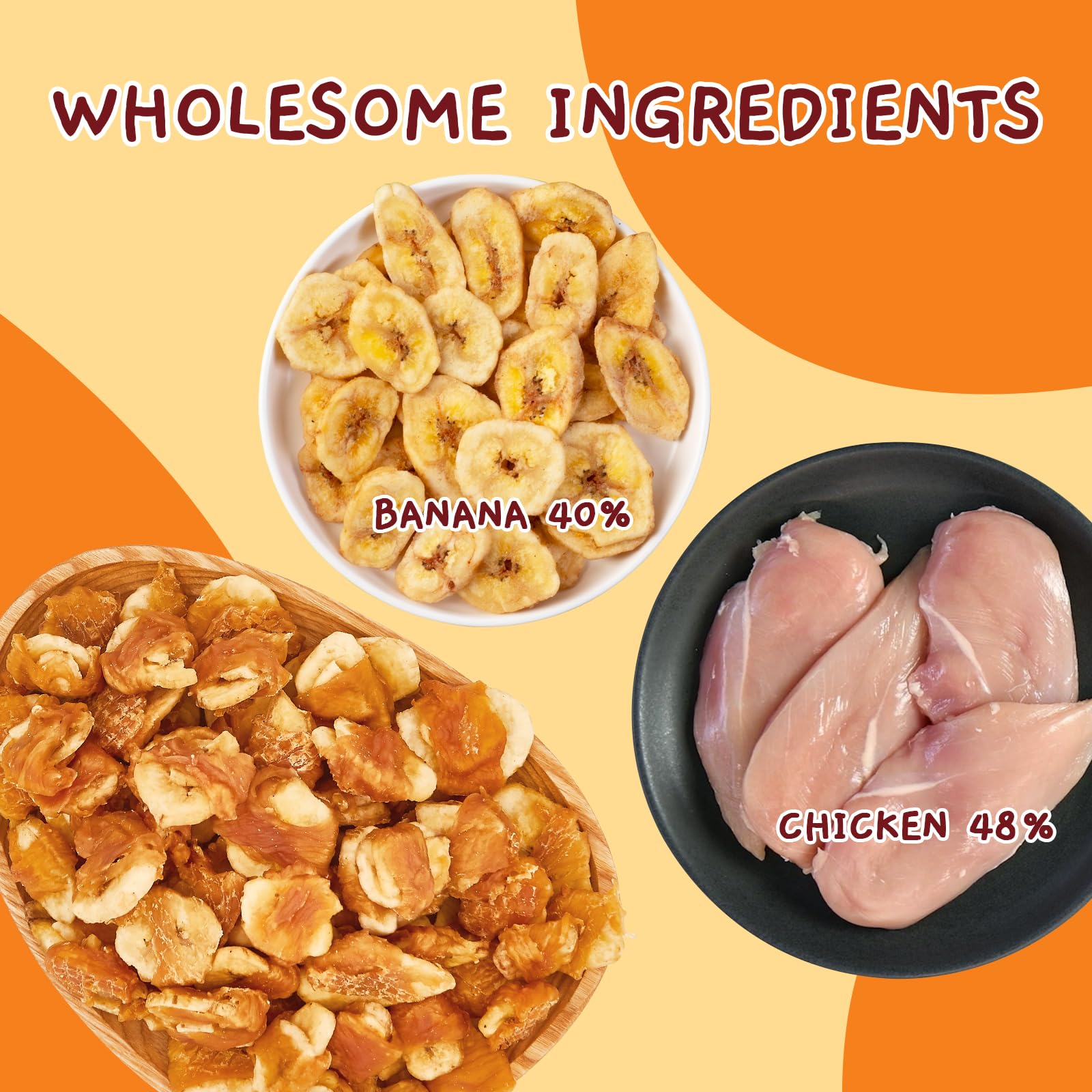 Natural Chicken Wrapped Banana Dog Treats - High Fiber Training Chews for Small & Medium Dogs | Healthy Snacks for Training & Rewards | 10.6oz