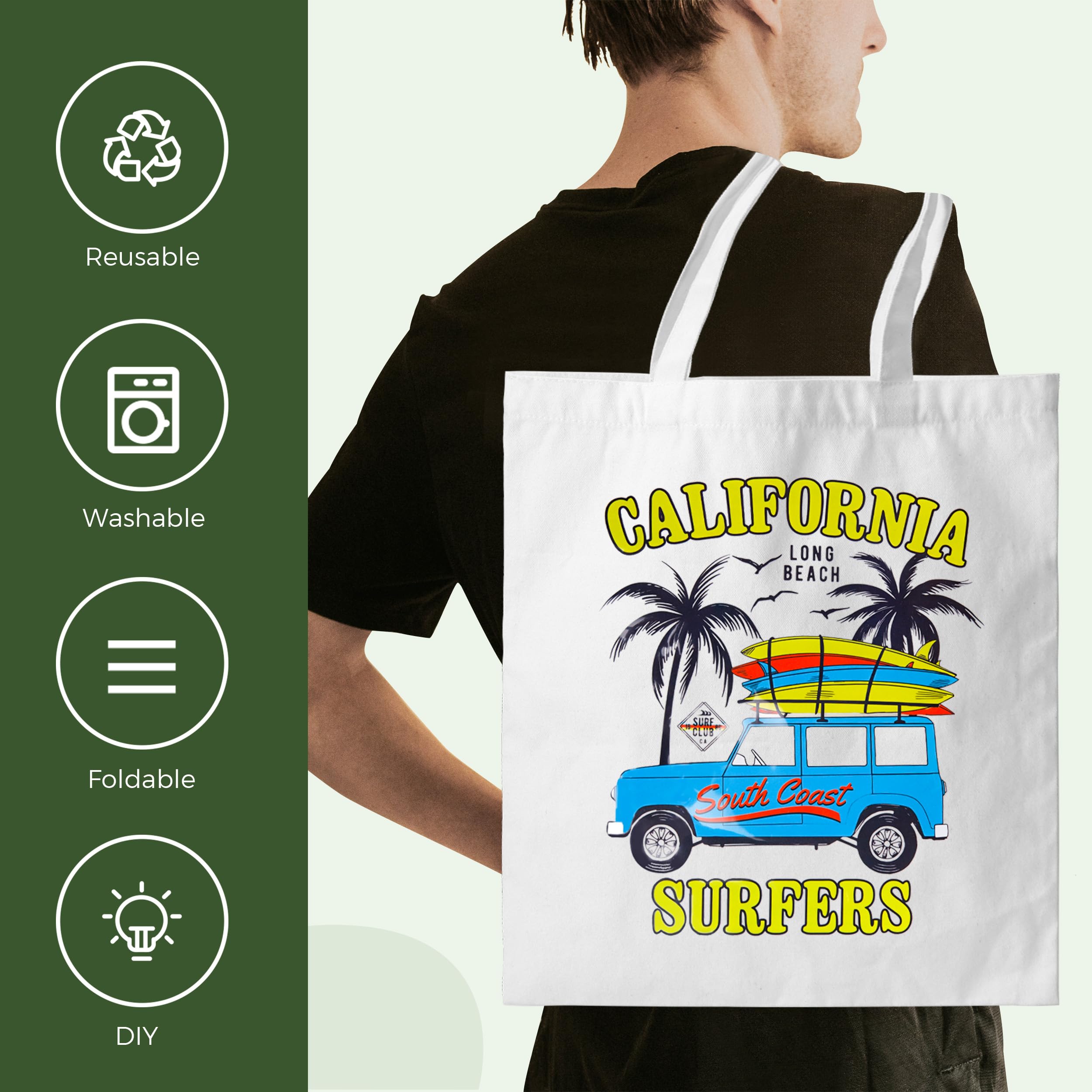 Joyclub 10 Pack Sublimation Tote Bags - Bulk Polyester Canvas Reusable Grocery Bags for DIY Painting, Crafting & Sublimation - Perfect for Gifts, Shopping, Beach Trips & Farmers Market