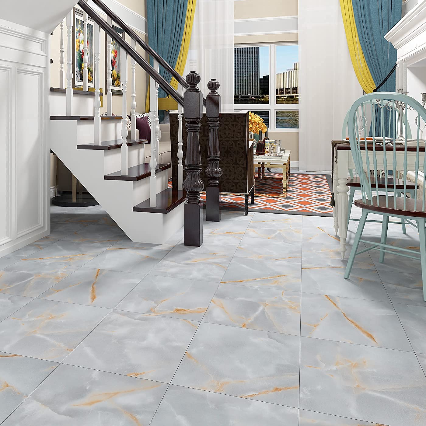 FunStick Marble Peel and Stick Floor Tile - 12