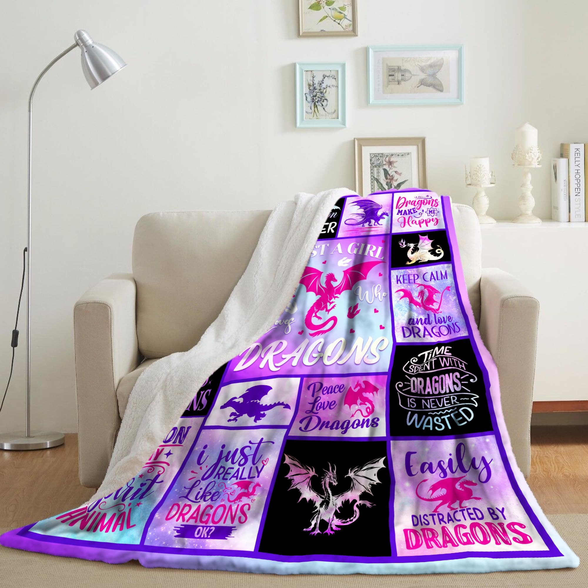 Cute Dragon Blanket for Girls & Women - 40
