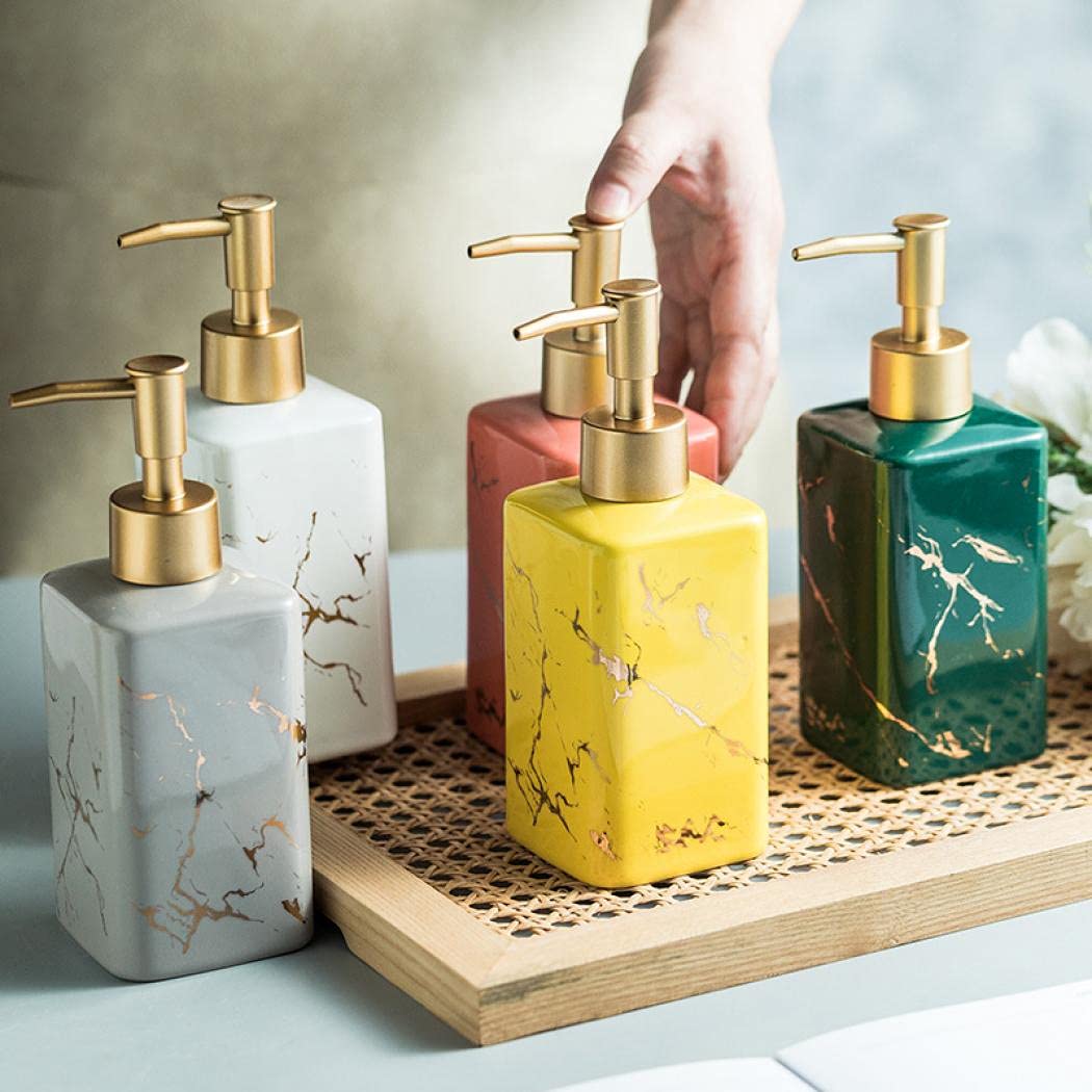 Ceramic Marble Soap Dispenser - Elegant Bathroom Accessory for Hand Soap & Lotion | Perfect for Home Decor, Housewarming & Birthday Gifts | Ideal for Kitchen, Bathroom & Guest Room Decor