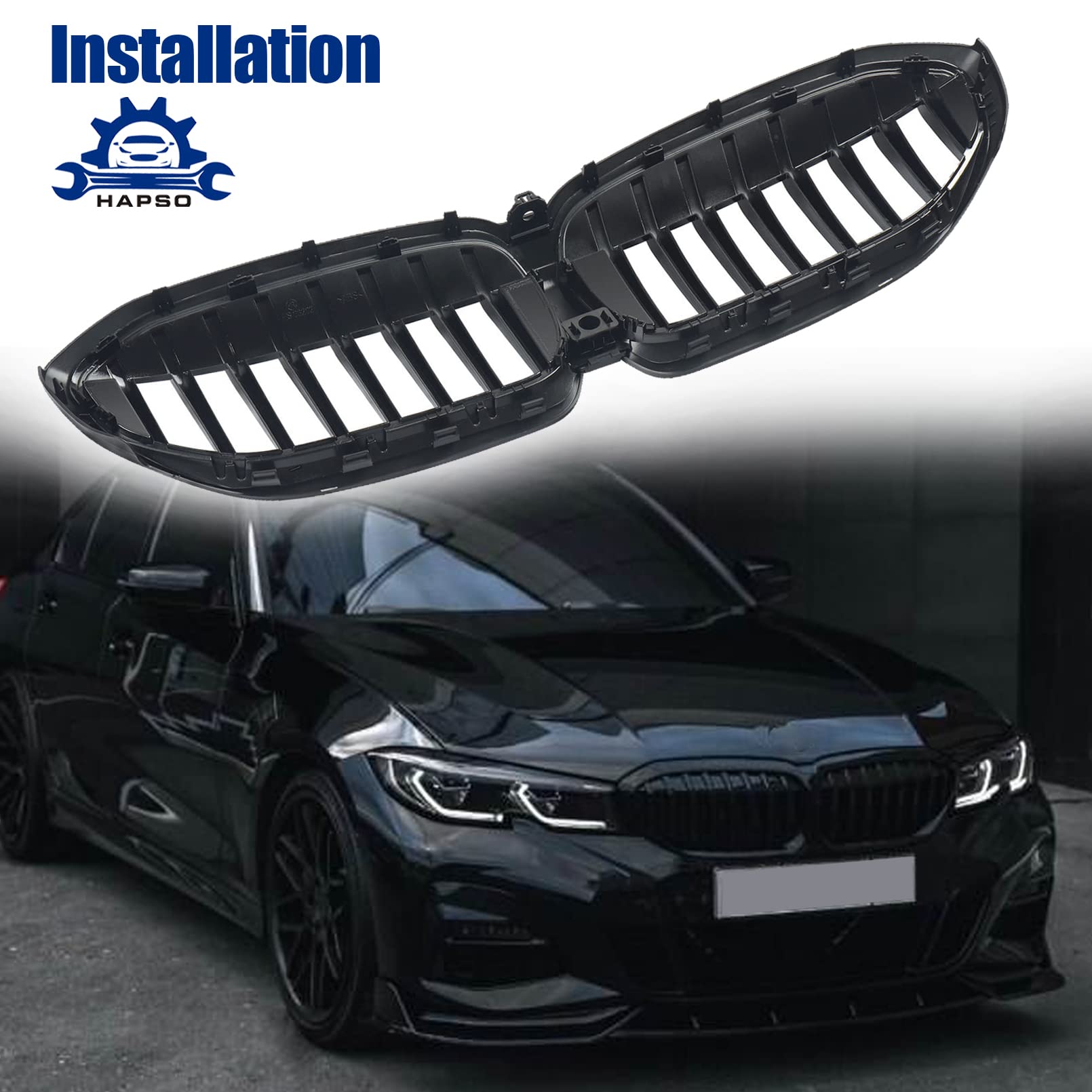 Carbon Fiber Front Kidney Grille Replacement for 2019-2022 BMW 3 Series G20/G21/G28 - Single Slat Performance Style Hood Grille | Upgrade for Sedan & Touring Models | Enhances Sporty Look & Aerodynamics