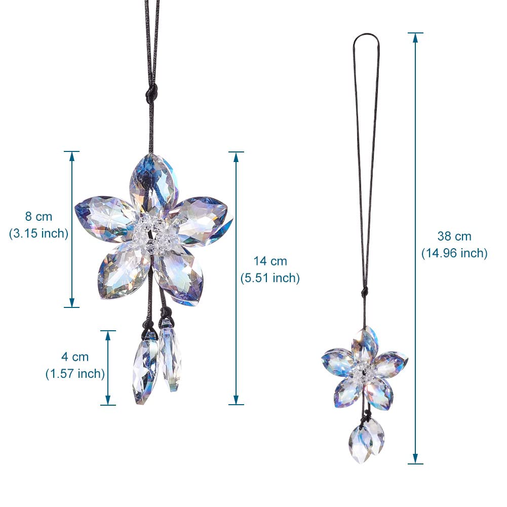 AuMoHall Crystal Flower Car Rear View Mirror Pendant - Lucky Green Hanging Ornament for Car Decor & Protection | Perfect Gift for Drivers, Birthday, Christmas & New Year | Enhance Your Vehicle's Style & Safety