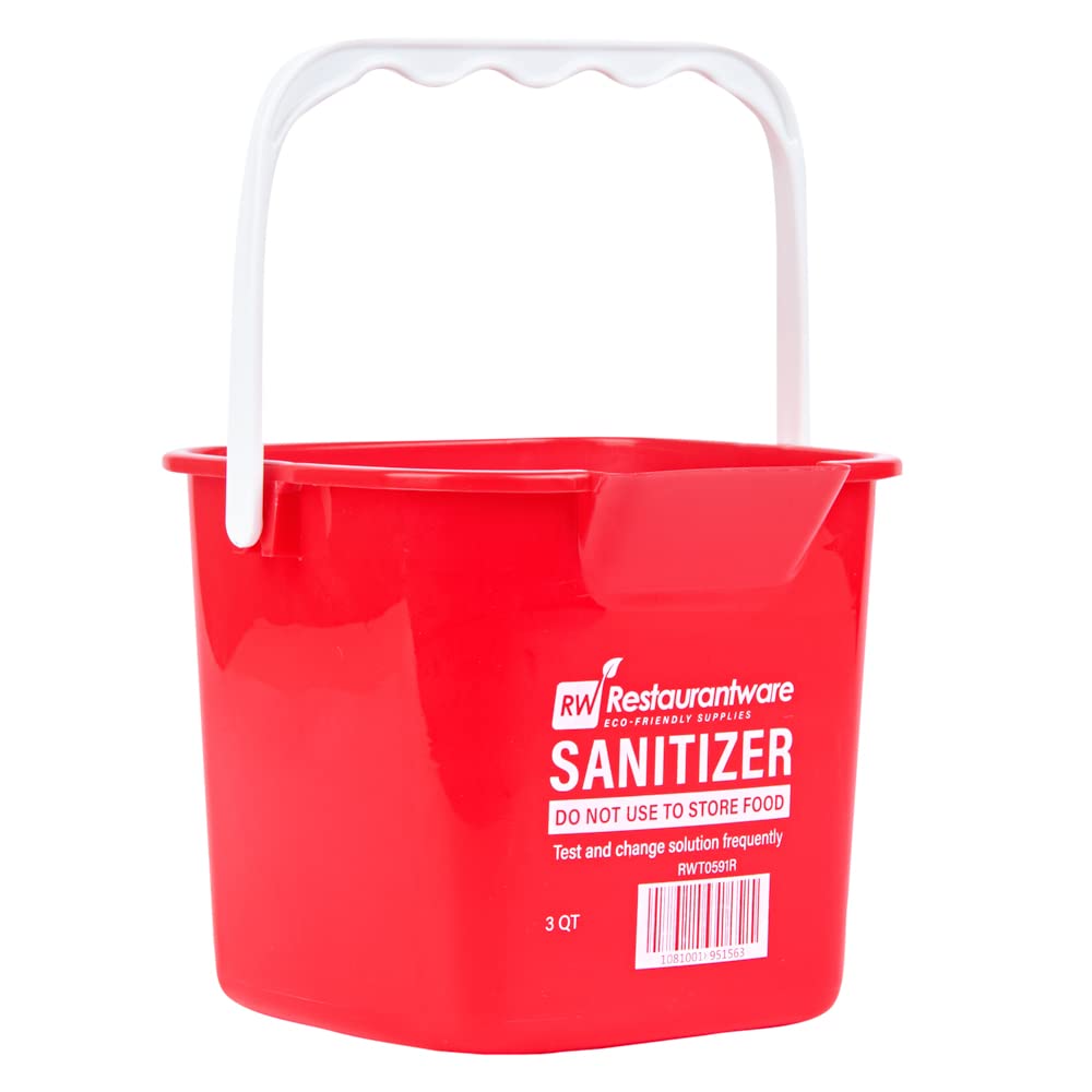 Restaurantware RW Clean 3 Quart Plastic Cleaning Buckets with Measurements - 10 Pack Square Detergent Buckets with Built-In Spout & Handle for Home, Commercial, or Restaurant Use - Ideal for Mopping, Car Washing, and Household Cleaning