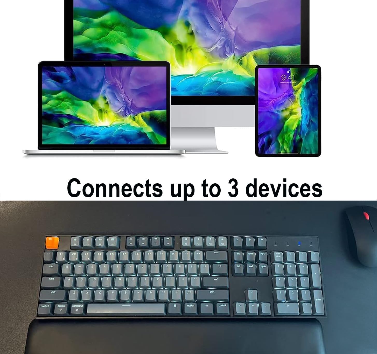 Keychron K10 Wireless Mechanical Gaming Keyboard - 104 Key Full Size with Gateron G Pro Brown Switches, White LED Backlight, USB-C Rechargeable for Mac & Windows | Perfect for Office Work, Gaming & Programming