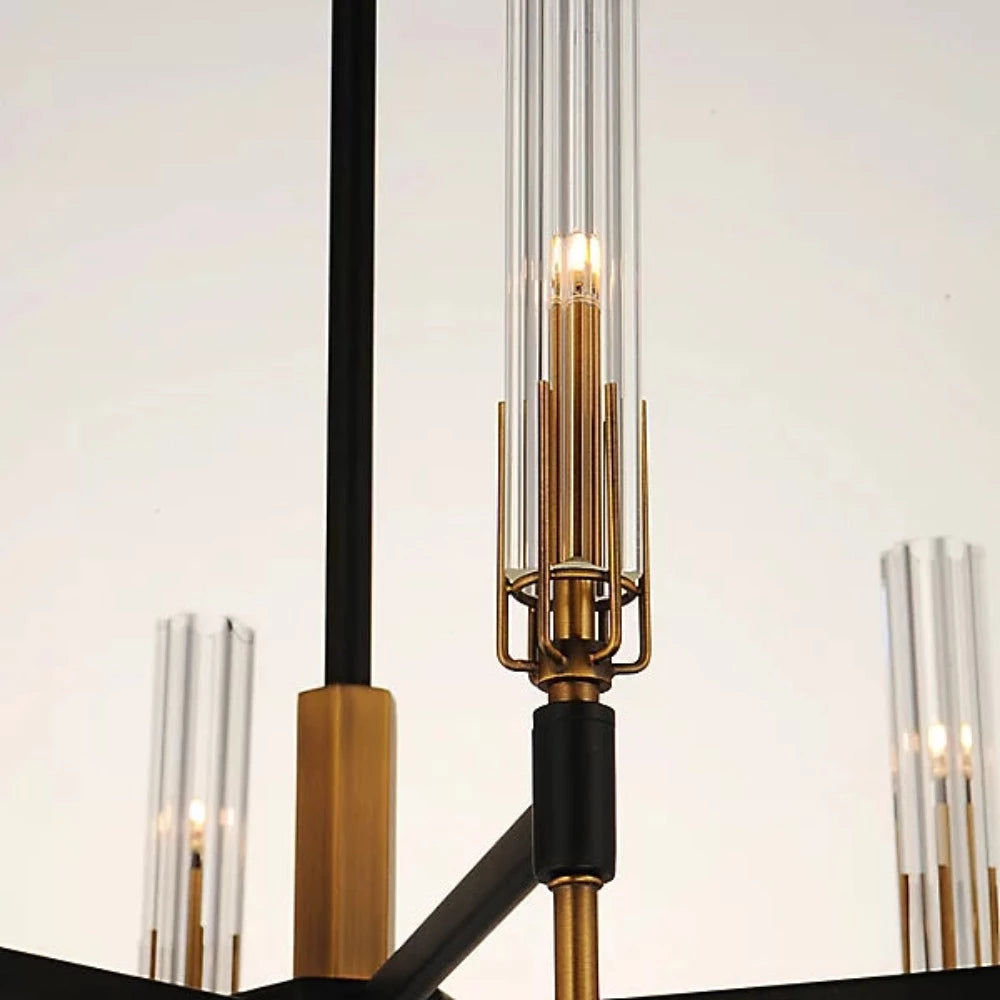 Moxon 6-Light Modern LED Chandelier for Dining Room - Dimmable Crystal Ceiling Light Fixture with Clear Glass Shades - Perfect for Kitchen Island, Bedroom or Living Room Lighting