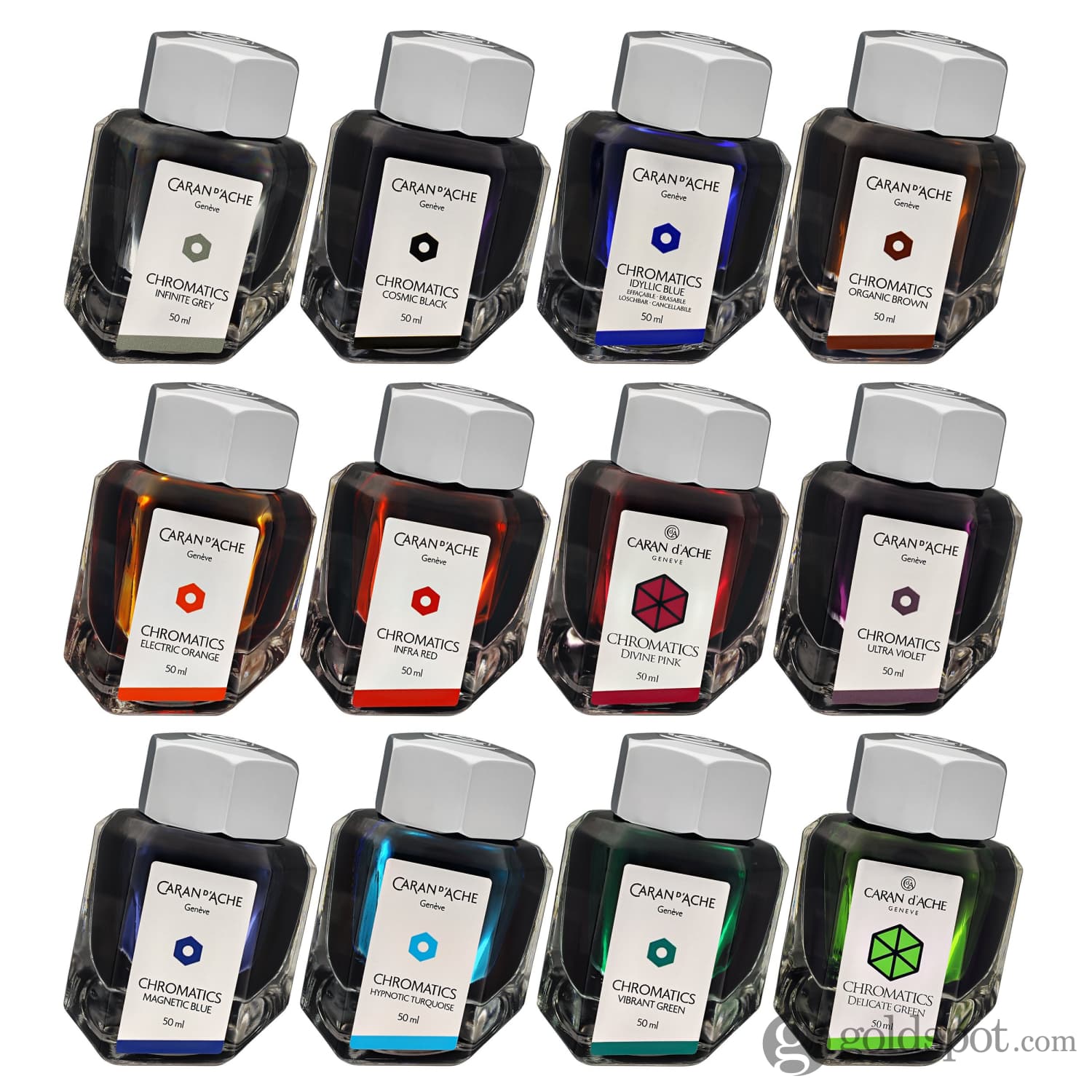 Caran d'Ache Chromatics Electric Orange Bottled Ink - 50 mL Vibrant Fountain Pen Ink for Calligraphy, Art & Writing - Perfect for Artists, Designers & Pen Enthusiasts