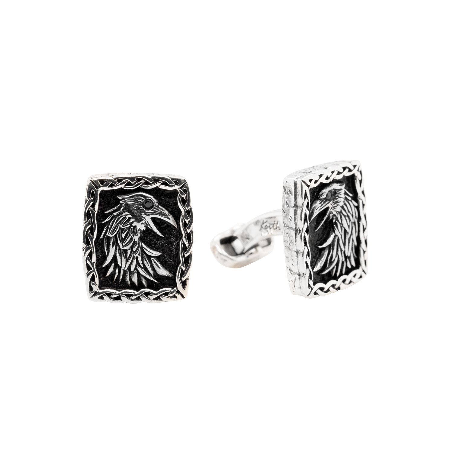Elegant Silver & Bronze Raven Cufflinks for Men - Gothic Jewelry for Formal Wear, Weddings & Business Attire