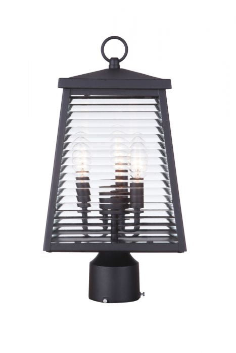 Armstrong 3-Light Outdoor Post Mount in Midnight Black - Durable Weatherproof Exterior Lighting for Patio, Garden, and Driveway