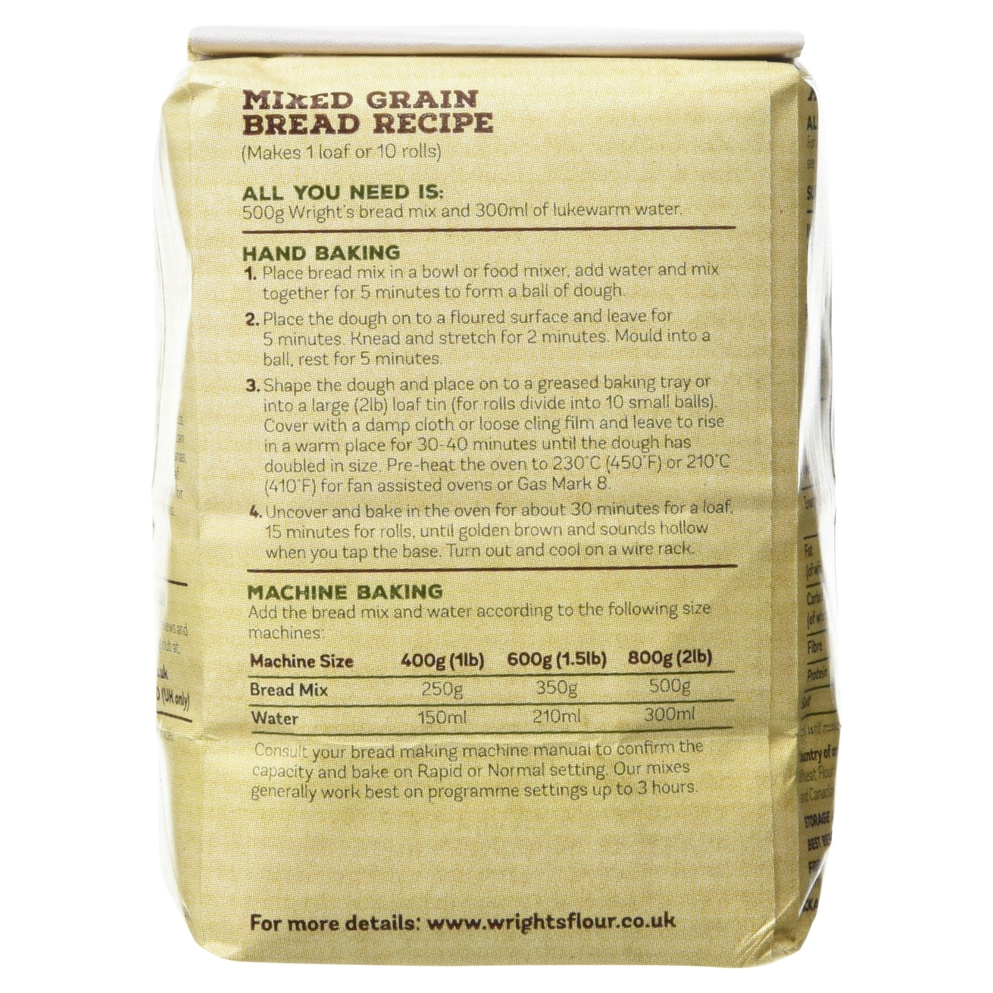 Wright's Mixed Grain Bread Mix (500g) - Healthy Whole Grain Bread Mix for Baking at Home - Perfect for Sandwiches, Toast & Breakfast