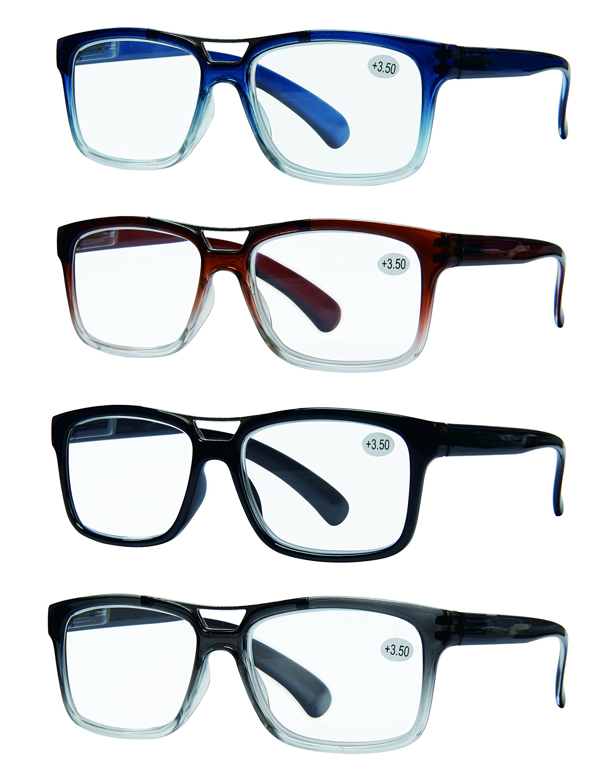 Top Bar Reading Glasses for Men - 4 Pack | Home & Office Use