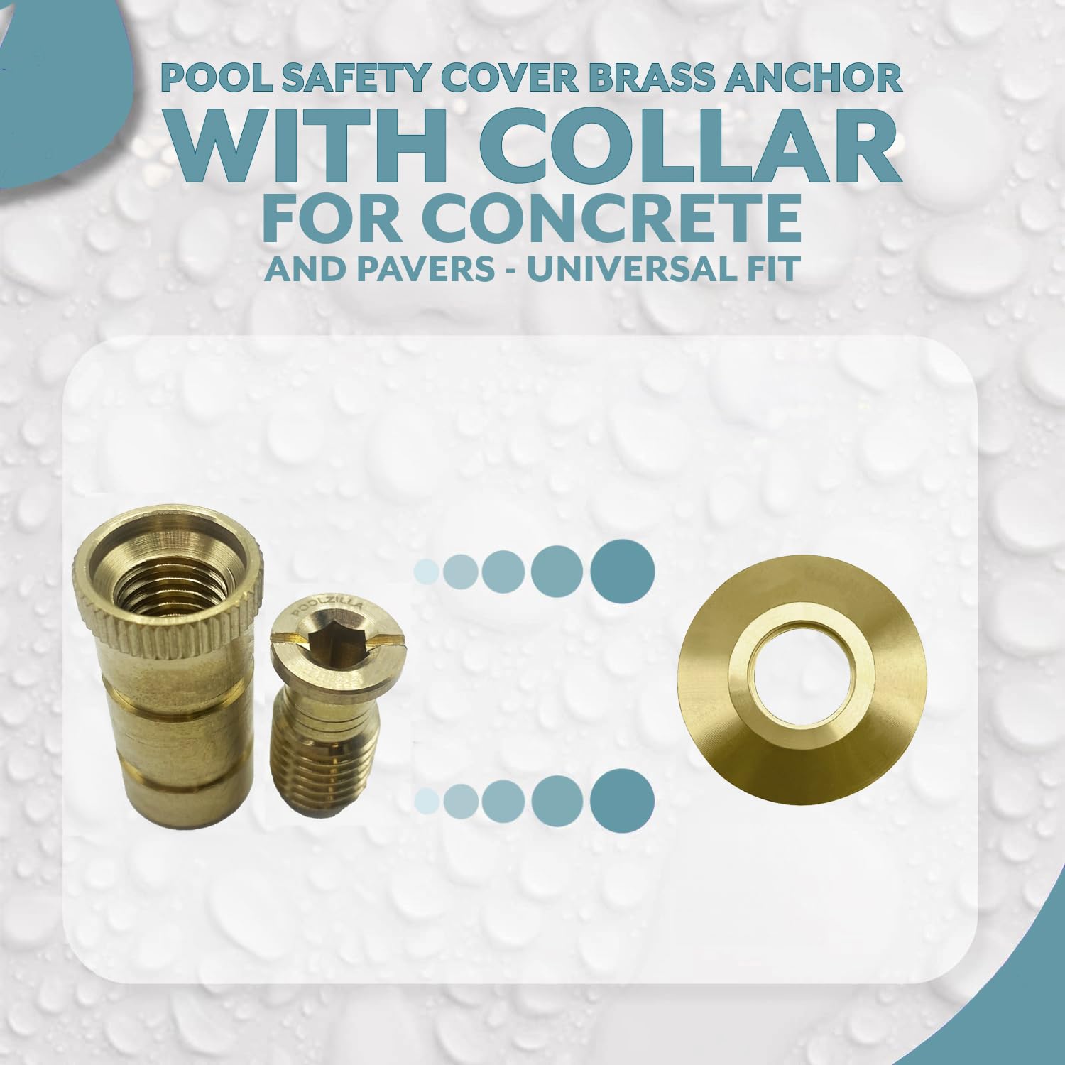 Premium Brass Pool Cover Anchors with Decorative Beauty Collar - 25 Pack for Inground Swimming Pools | Secure Winter Pool Cover Protection