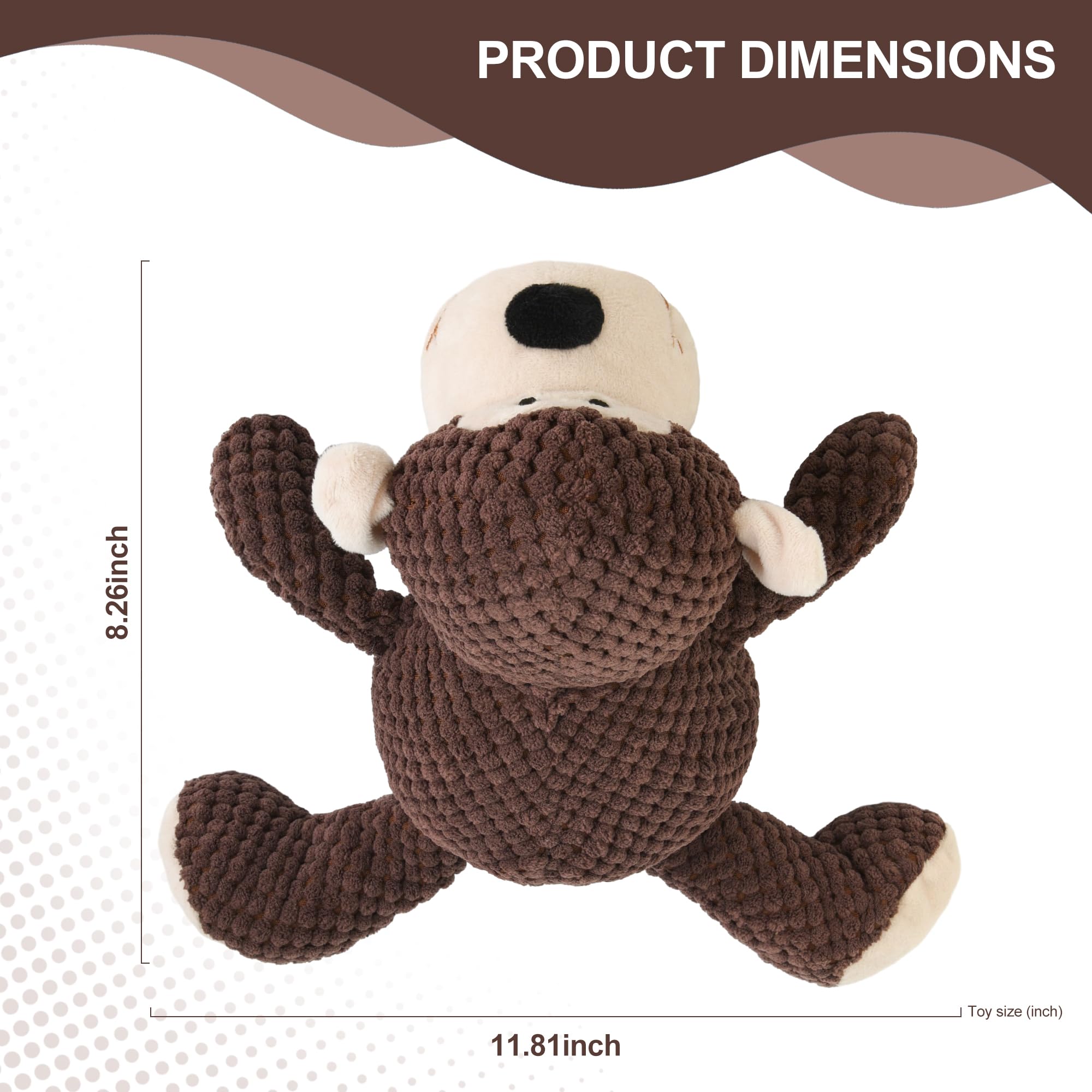Dog Squeaky Toys - Plush Chew Toys for Small, Medium & Large Dogs | Cute Monkey Design for Anxiety Relief & Comfort | Perfect for Playtime, Training & Stress Relief