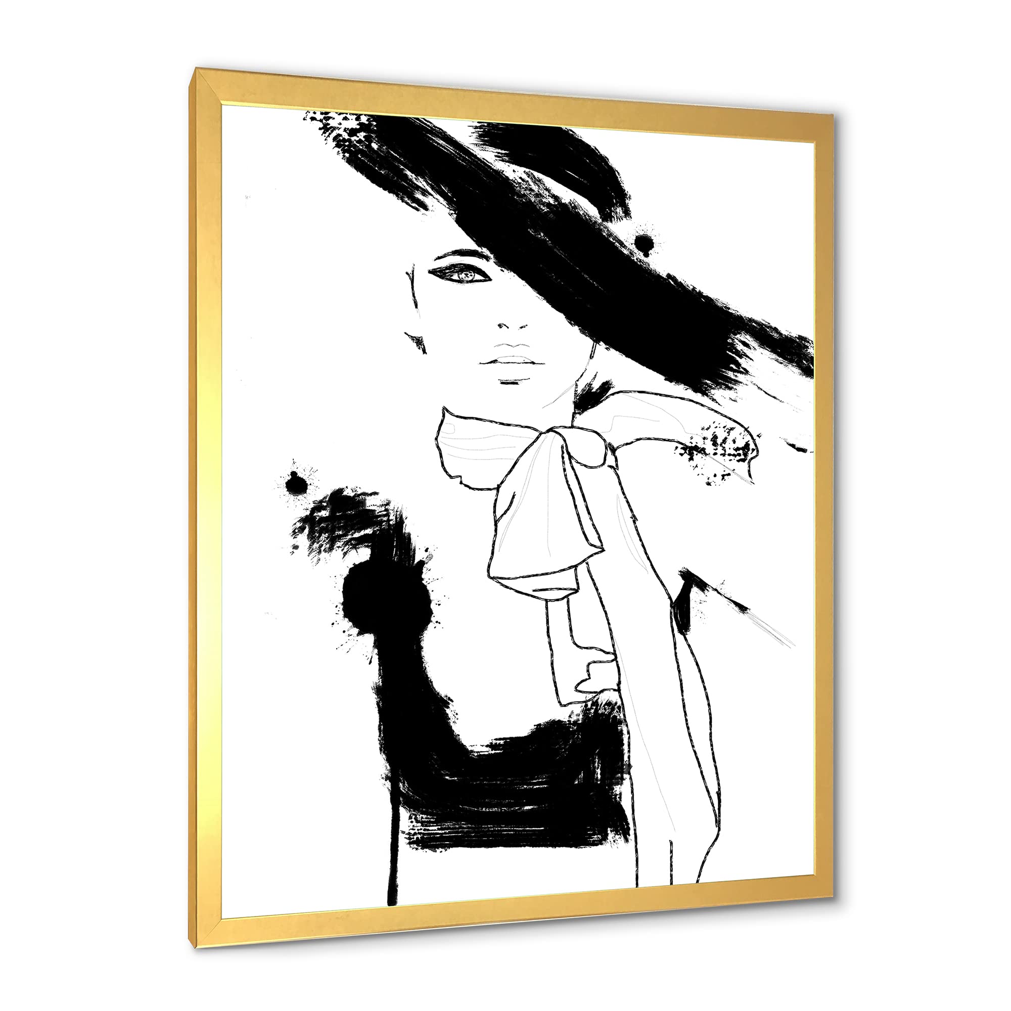 DesignQ Beautiful Model Haute Couture Fashion Woman II Modern Framed Wall Art - Elegant Home Decor for Living Room, Bedroom & Office