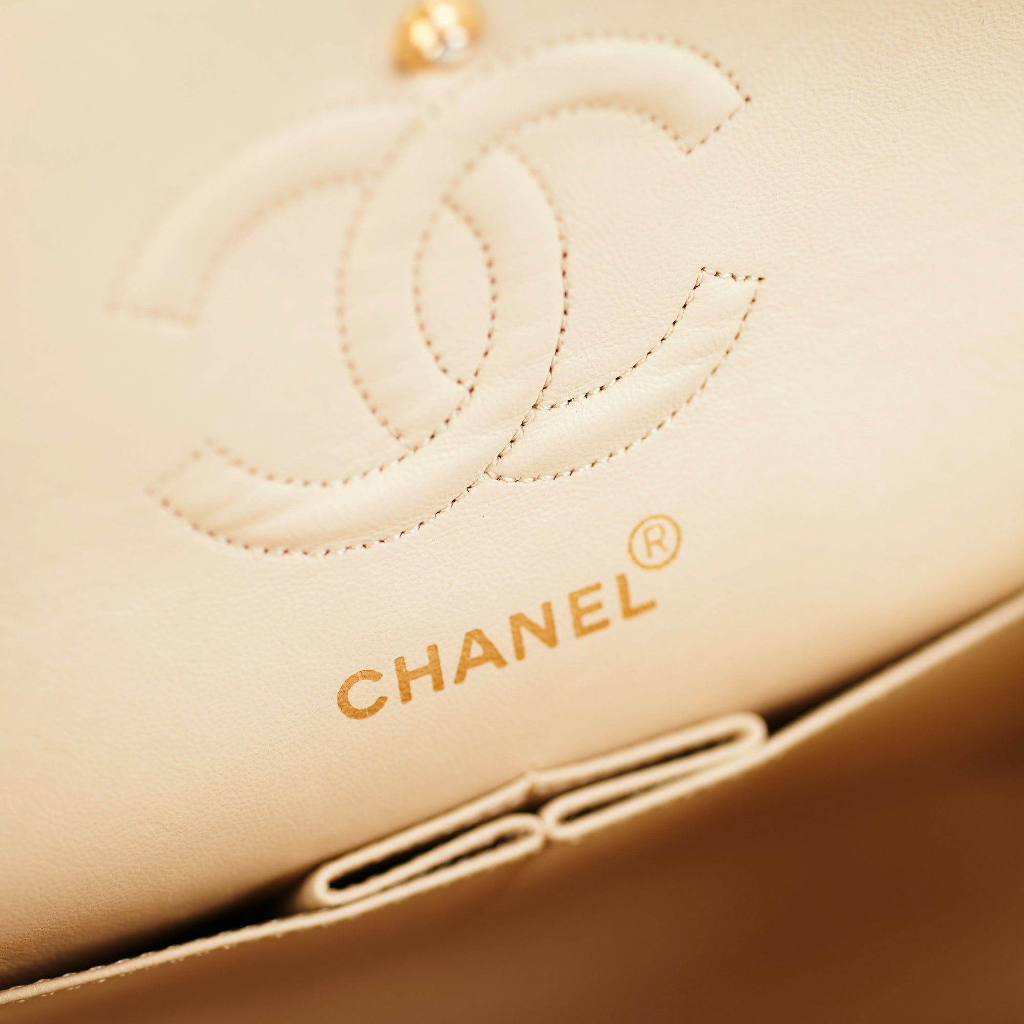 Vintage Chanel Small Double Flap Bag in Beige Lambskin Leather - Perfect for Date Night & Special Occasions