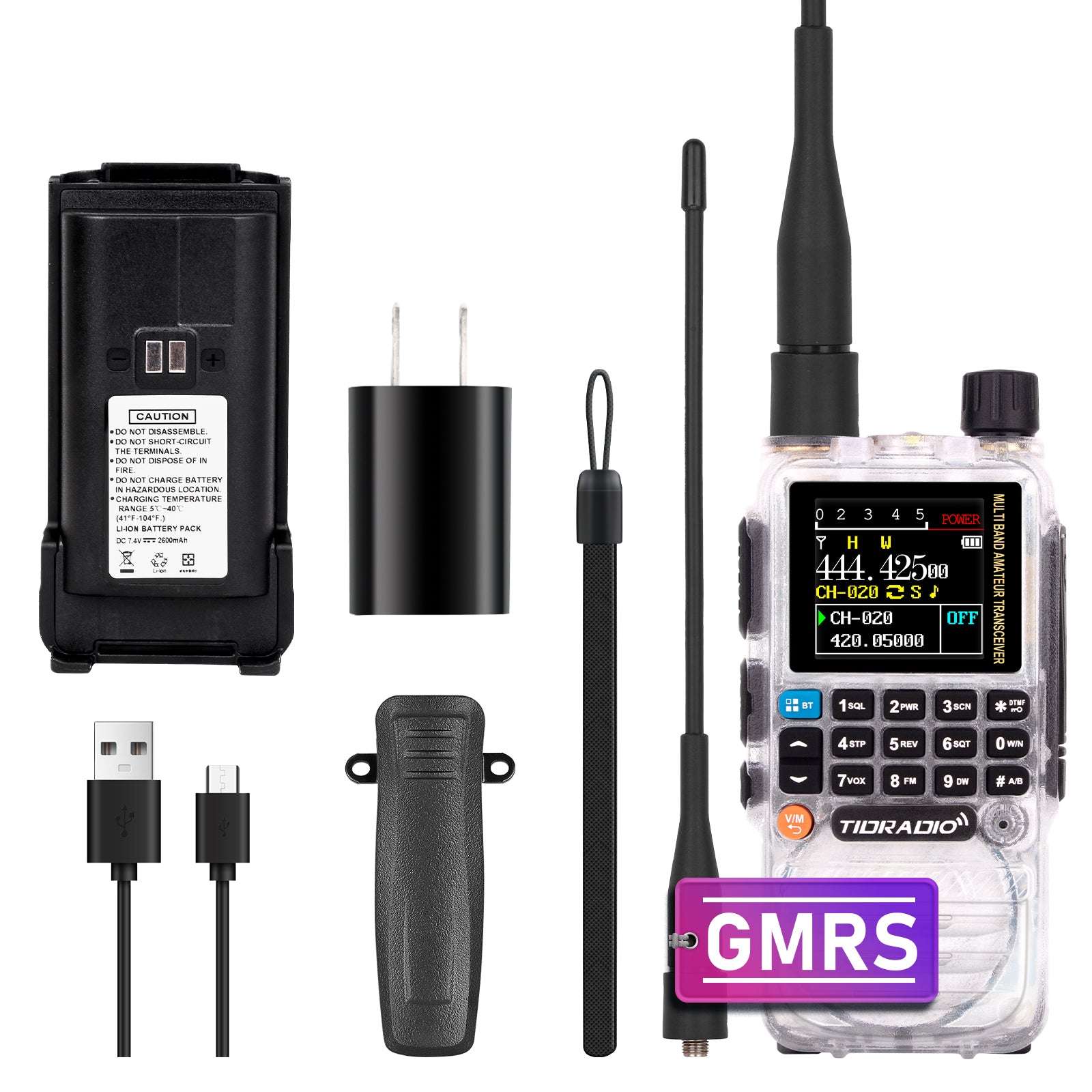 TD H3 5W Multi-Band GMRS Handheld Radio with Open Source Support - Long Range Two-Way Communication for Outdoor Adventures, Emergency Preparedness & Off-Roading
