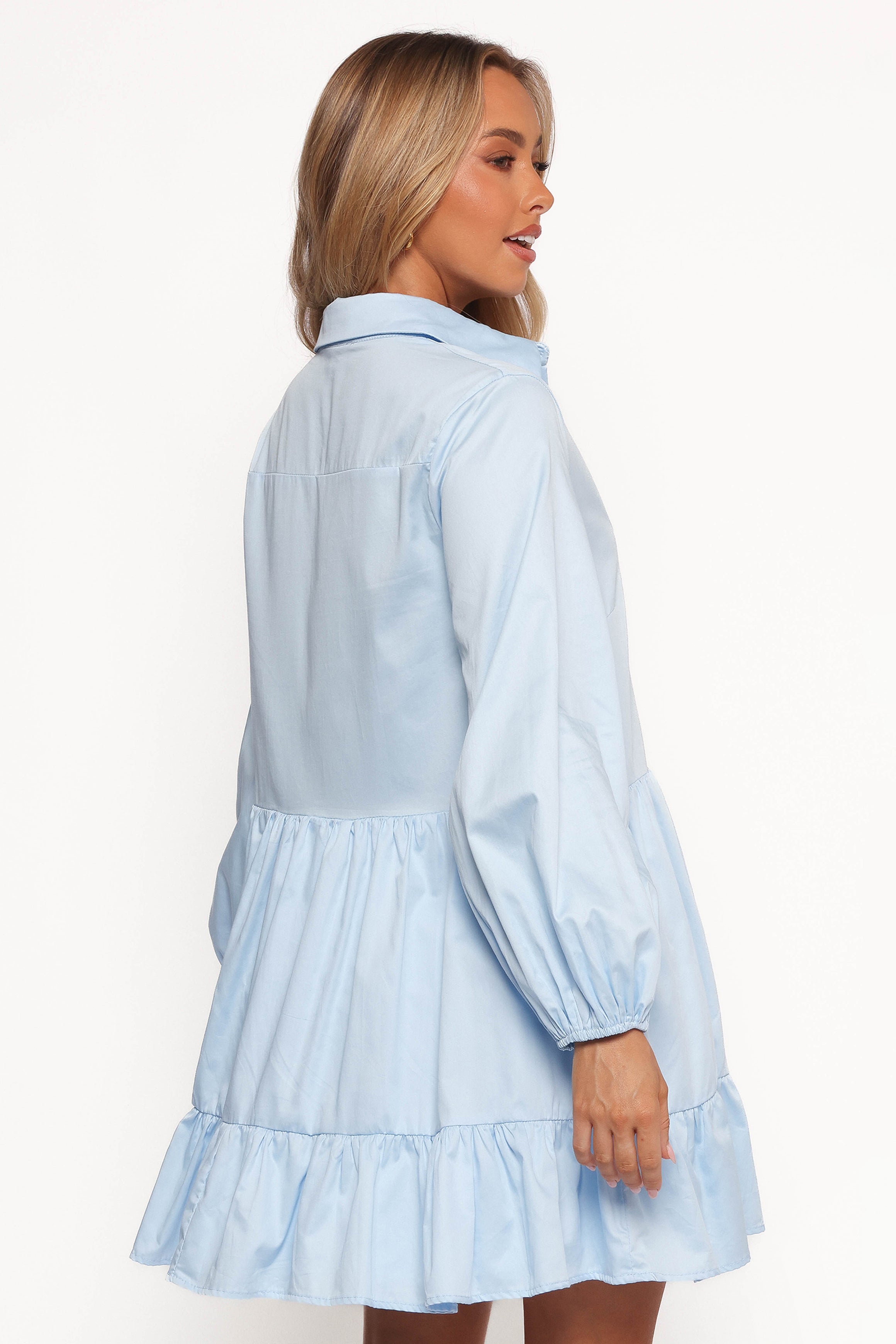Carlotta Long Sleeve Mini Dress - Blue Floral Print Party Cocktail Dress for Women | Night Out, Date Night, Wedding Guest Outfit
