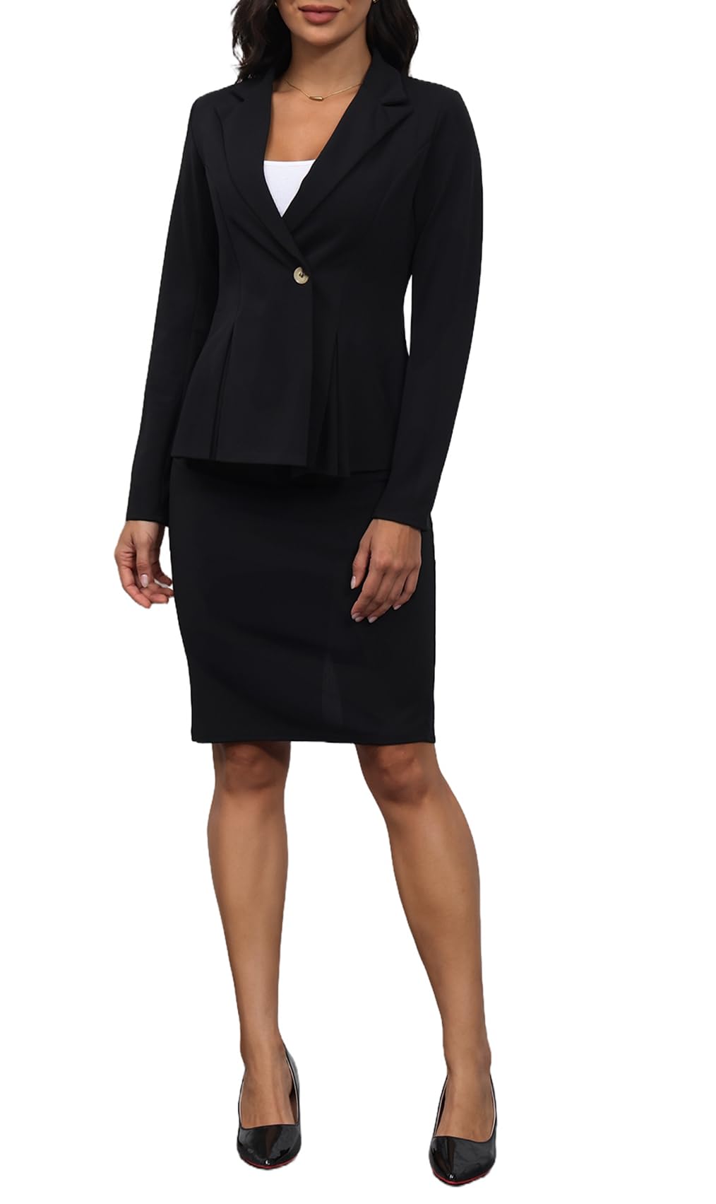 Women's 2-Piece Formal Suit Set - Solid Color Blazer & Skirt Outfit for Business & Office Wear | Professional Work Attire & Career Outfits