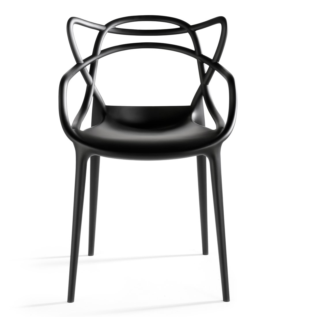 2xhome Modern Black Dining Room Chairs Set - Contemporary Designer Armchairs for Home, Office, Kitchen & Living Room - Indoor/Outdoor Use for Family Gatherings & Workspaces