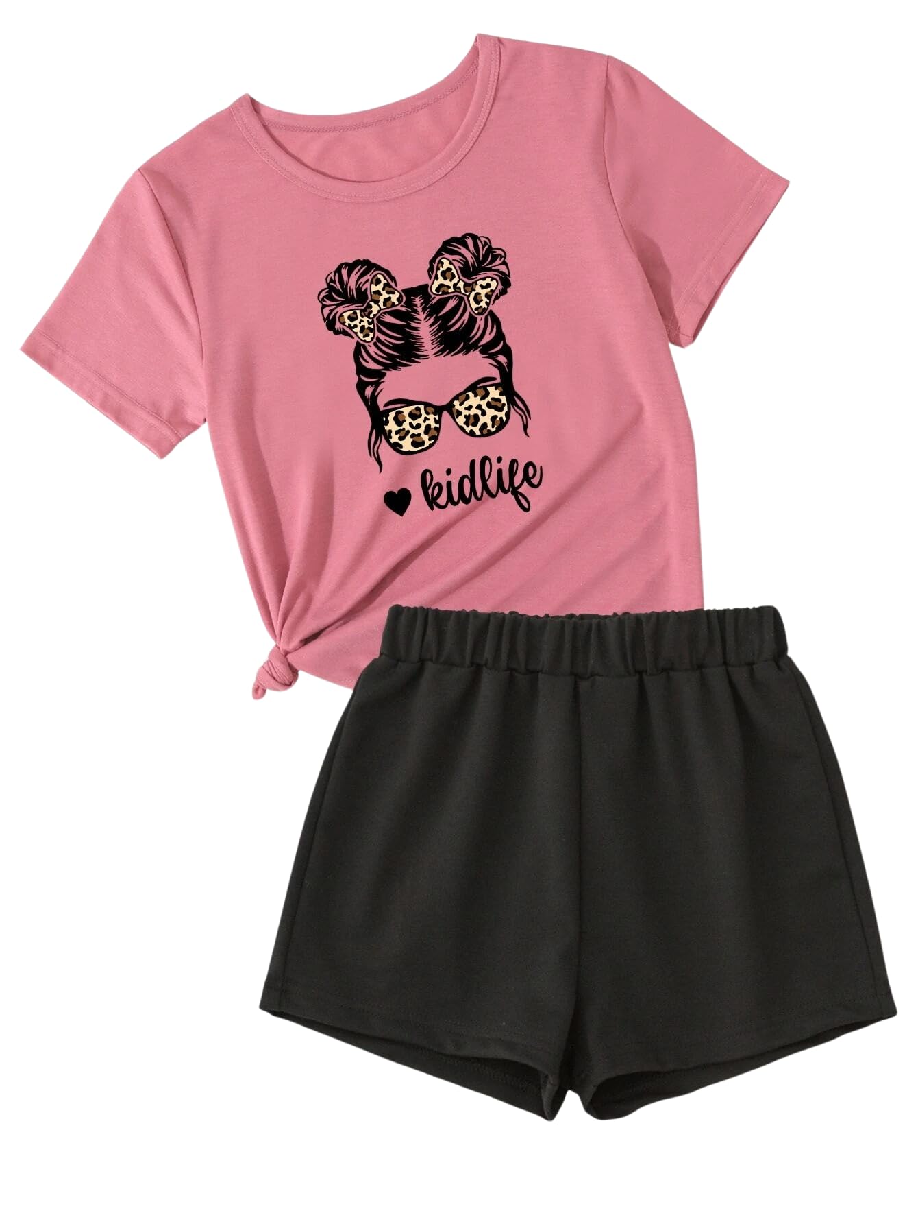 **Toddler Girl Summer Outfit Set - Ruffle Sleeve Graphic Tee & Shorts | Cute Playtime & Casual Wear**