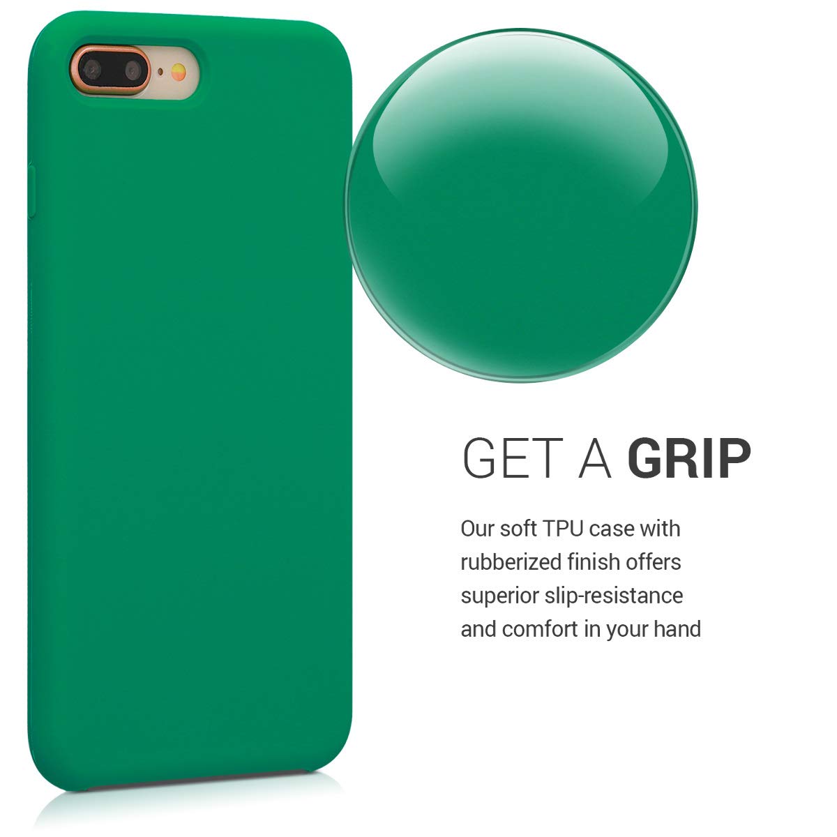kwmobile Premium TPU Silicone Case for Apple iPhone 7 Plus/8 Plus - Shockproof Protective Phone Cover with Soft Matte Finish in Emerald Green - Perfect for Everyday Use, Work & Outdoor Activities