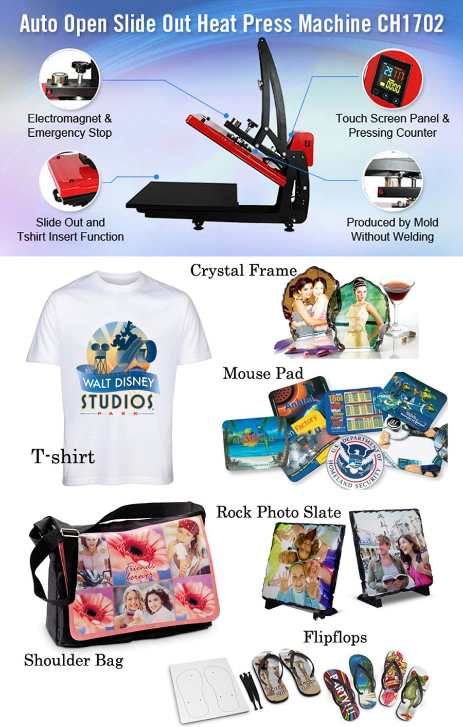 16x20 Inch Auto Open Slide Out Heat Press Machine - US Stock Vertical Heat Transfer Press for T-Shirts, Tiles, Bags & Photos | Perfect for DIY Crafts, Custom Apparel & Sublimation Printing