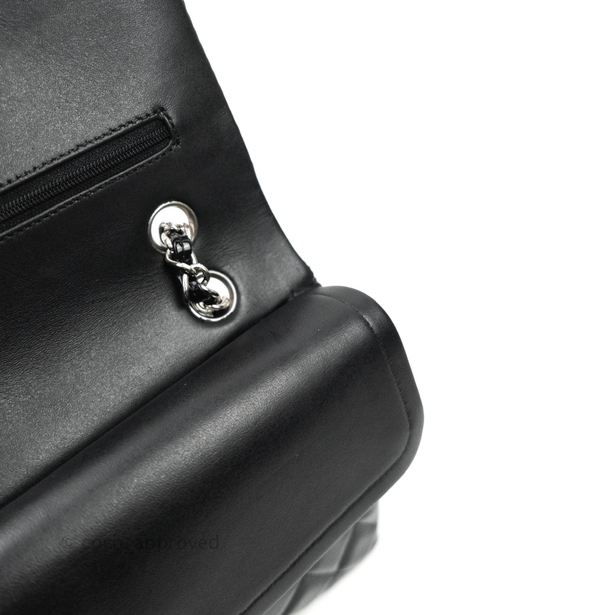 Chanel Classic Medium Double Flap Bag Black Patent Leather with Silver Hardware - Luxury Handbag for Women, Perfect for Work, Evening Events & Special Occasions