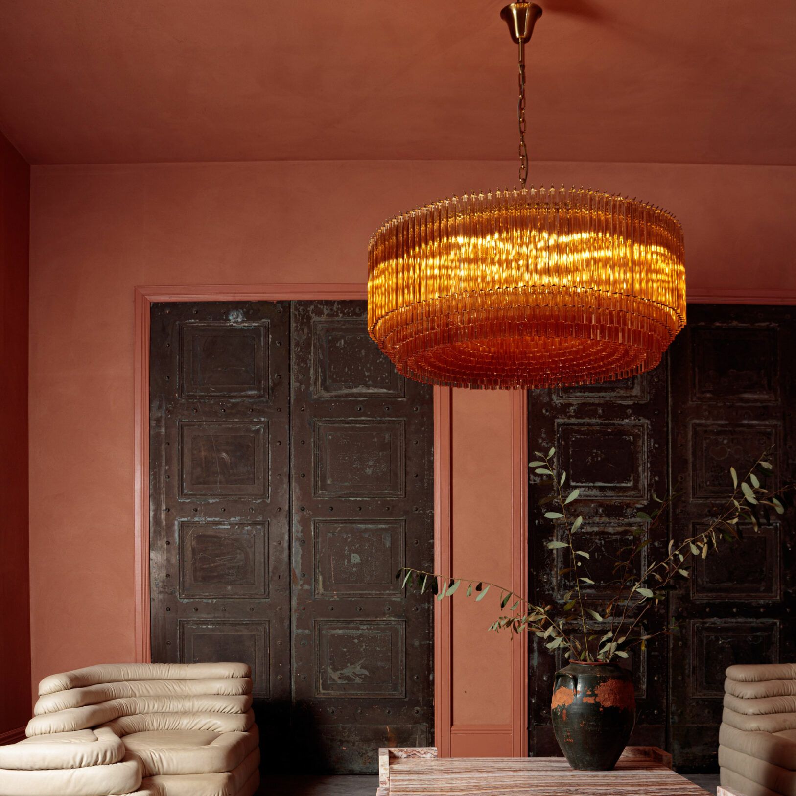 Grande Amaro Drum Chandelier - Modern Large Round Pendant Light Fixture for Dining Room, Living Room & Bedroom Lighting