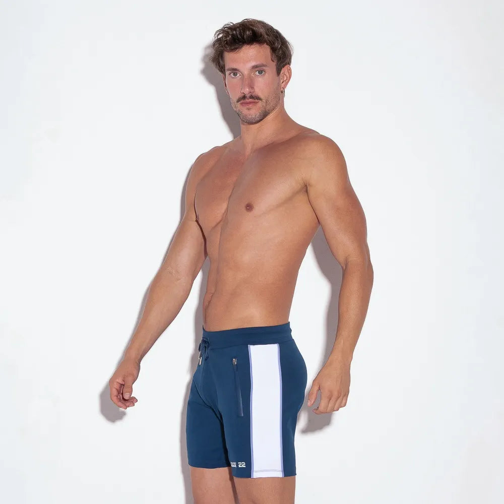 Code 22 Flux 6 Shorts with Zipper Pockets - Men's Athletic Running Workout Shorts (Navy Blue 9926) - Perfect for Gym, Jogging & Outdoor Activities