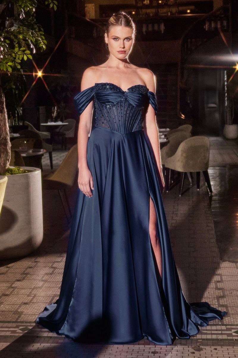 Strapless Beaded Satin A-Line Dress - Elegant Melanie Gown for Prom, Wedding & Evening Events