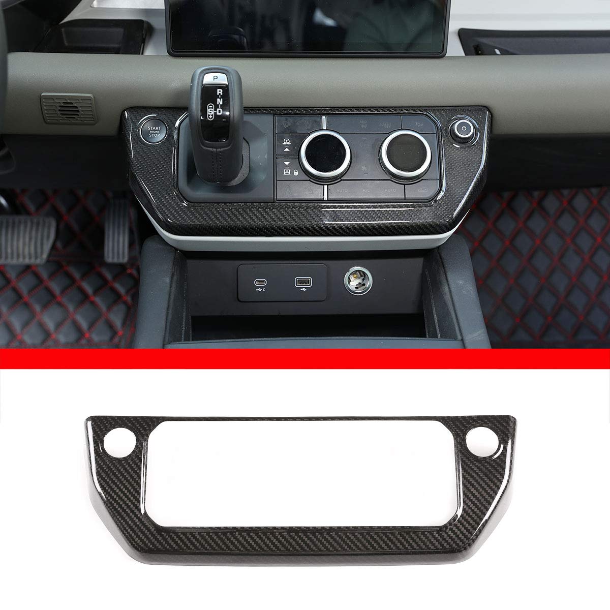 100% Real Carbon Fiber Center Control AC Mode Button Frame for Land Rover Defender 110 & 130 (2020-2021) | Premium Car Interior Accessories | Perfect for Off-Roading & Luxury Upgrades