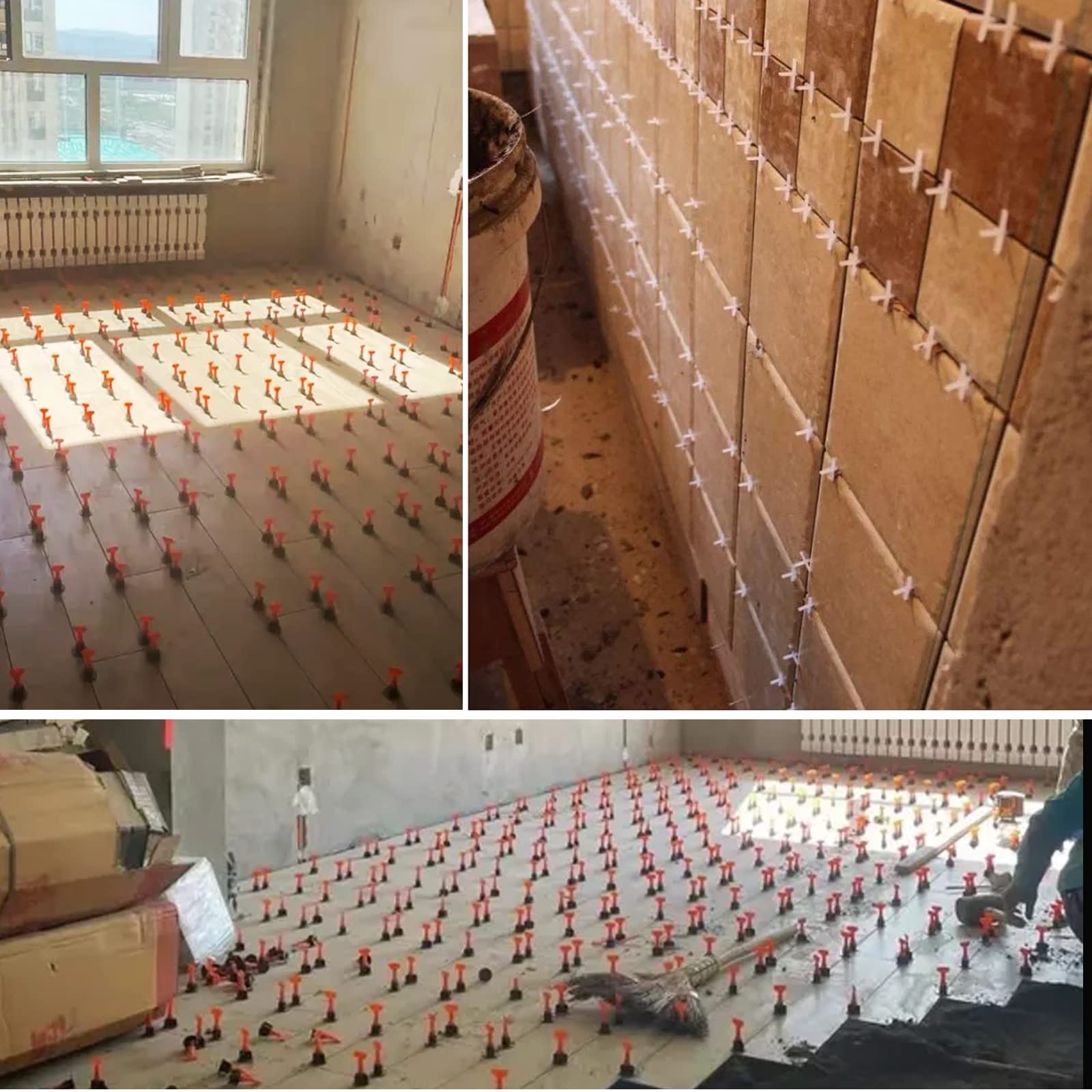800pcs Tile Leveling Spacers & 1000pcs 2mm Tile Spacers - Reusable Tile Leveling System Kit with 6pc Special Wrench & 200pc Steel Pins - Professional Tile Installation Tools for Walls & Floors - Perfect for DIY Home Renovation, Bathroom & Kitchen Tiling Projects