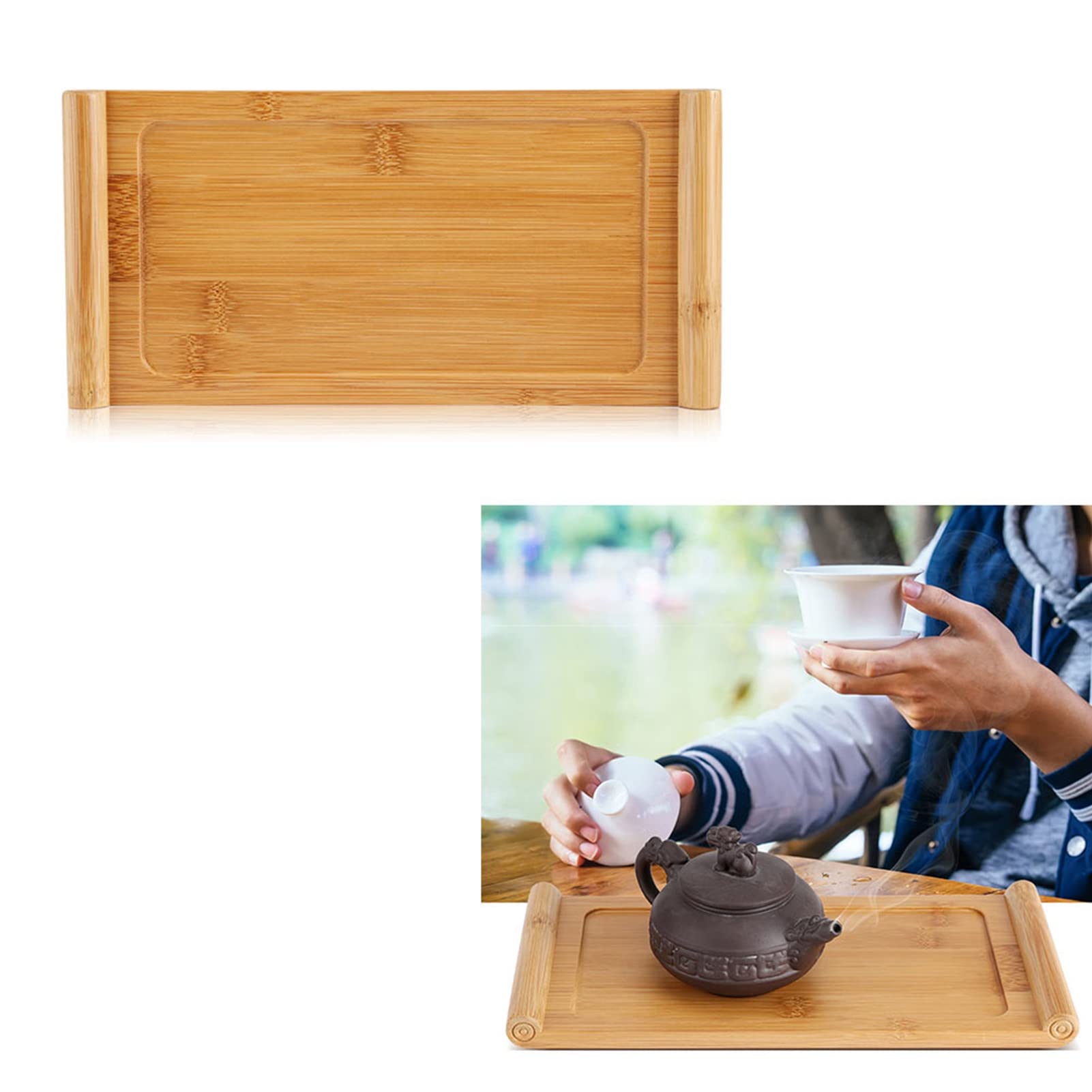 Wooden Serving Tray with Handles - Breakfast in Bed & Coffee Table Decor for Home