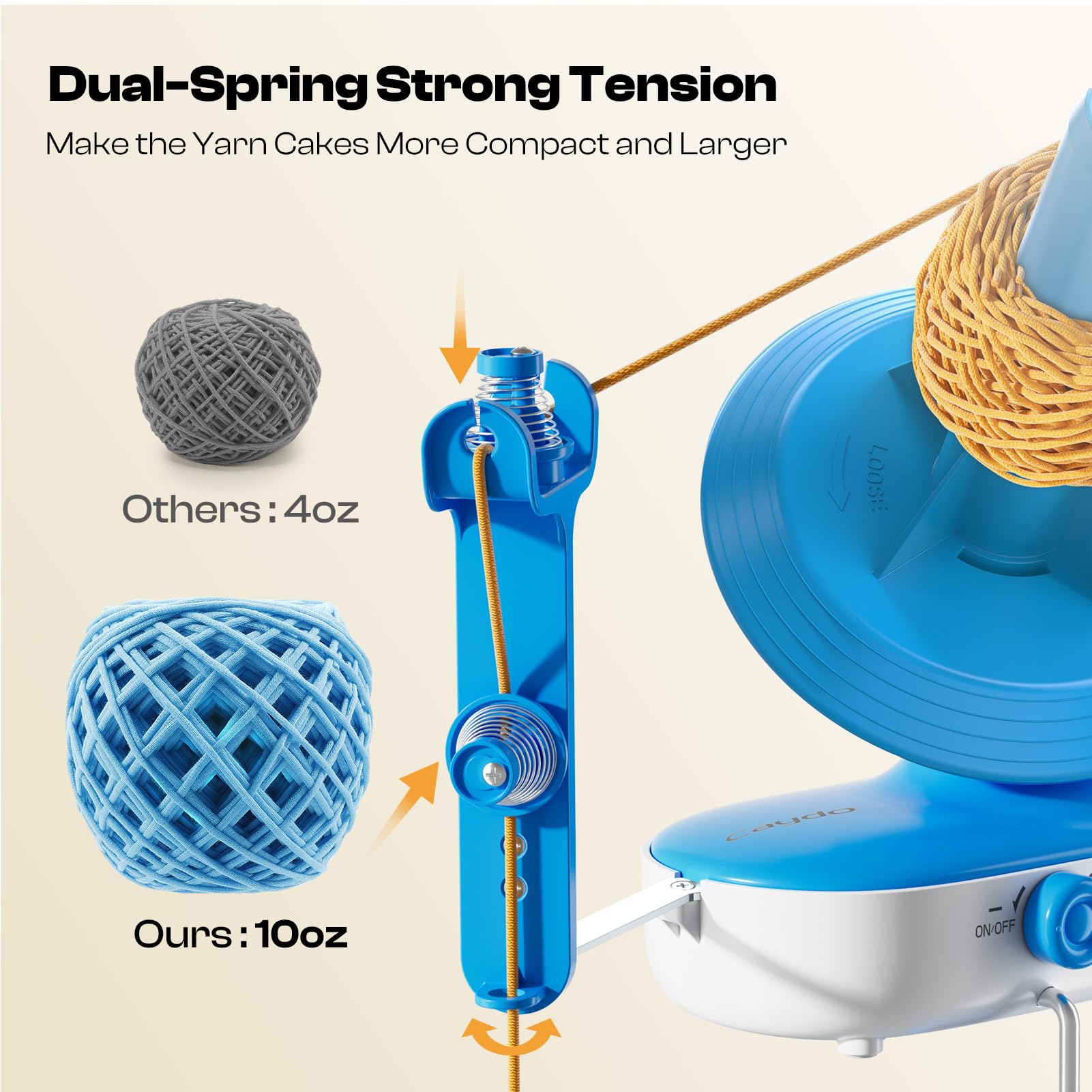 Electric Yarn Ball Winder Machine - 10oz Large Automatic Yarn Winder with Dual-Spring Tension & Stepless Speed - Perfect for Crocheting, Knitting & DIY Yarn Cakes (Blue) - Ideal for Crafters, Knitters & Crochet Lovers at Home or Studio