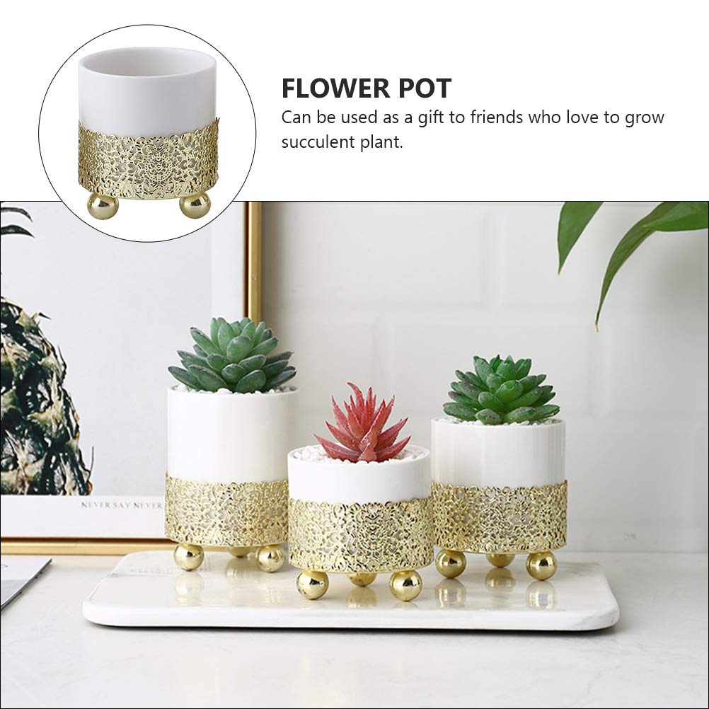 1pc Elegant Wrought Iron Succulent Planter - Detachable Modern Home Decor Flower Pot for Indoor Plants, Office Desk, Garden Decor & Gift Ideas