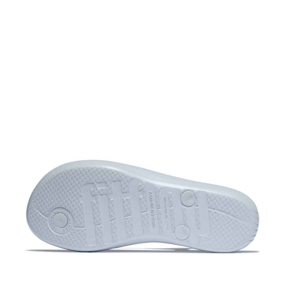 FitFlop Iqushion Multi Crystal Flip Flops Sandals for Women - Comfortable Orthopedic Arch Support - Quiet Blue | Perfect for Beach, Pool, and Summer Vacation Outfits