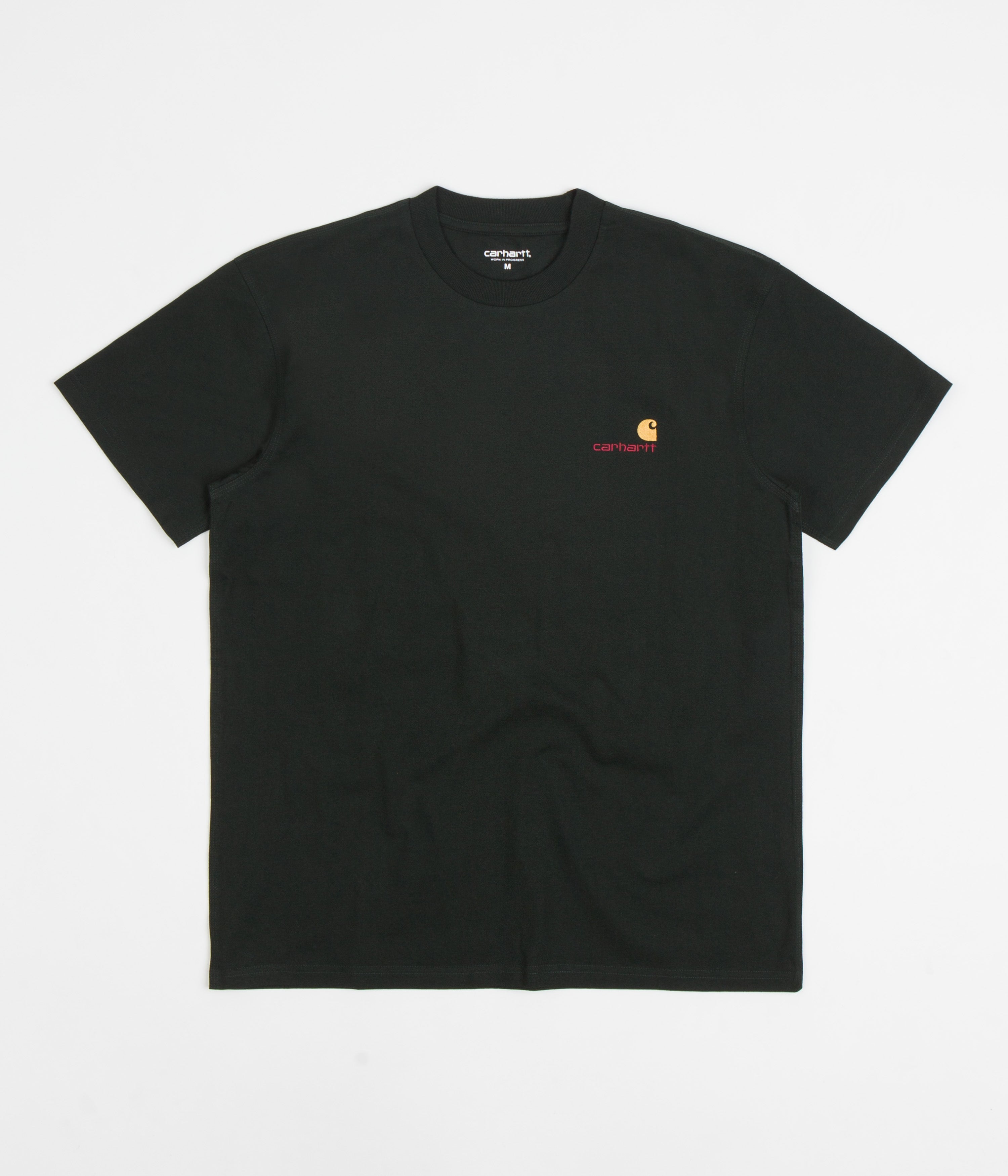 Carhartt American Script T-Shirt for Men - Dark Cedar Vintage Cotton Tee | Casual Wear & Workwear