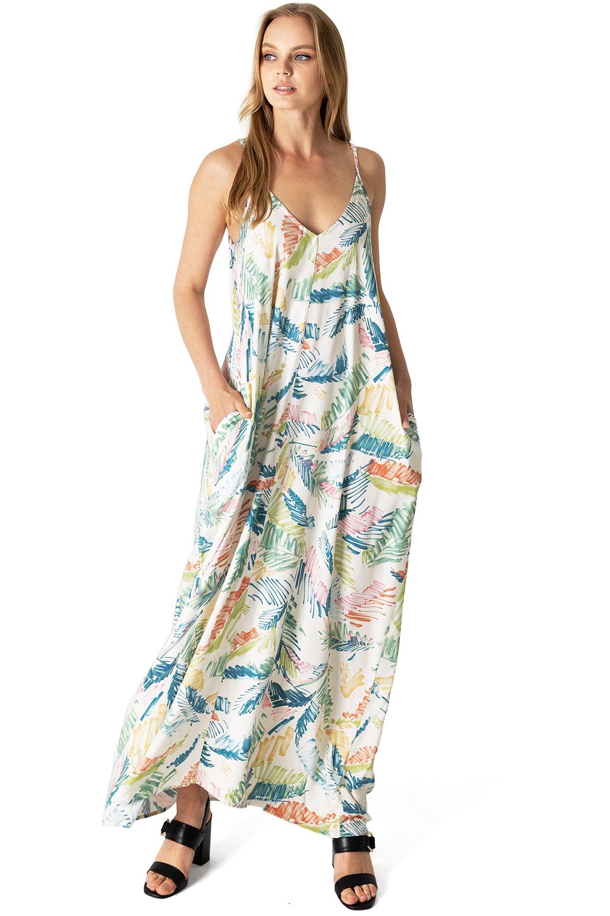 Love Stitch Women's Long Billowy Cocoon Maxi Dress - Flowy Boho Summer Beach Dress for Vacation, Wedding & Casual Wear
