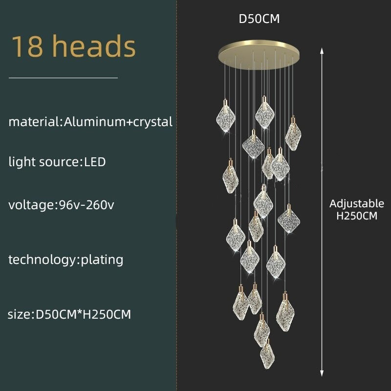 Elegant Square Crystal Pendant Chandelier - Modern Ceiling Light Fixture for Dining Room, Living Room & Bedroom Lighting Decor